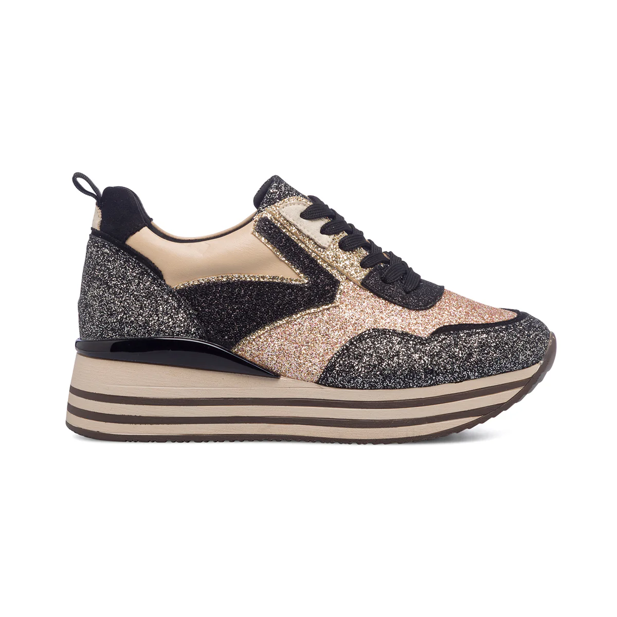 Sneakers oro e argento glitterate da donna con maxi-suola Lora Ferres - Image 11