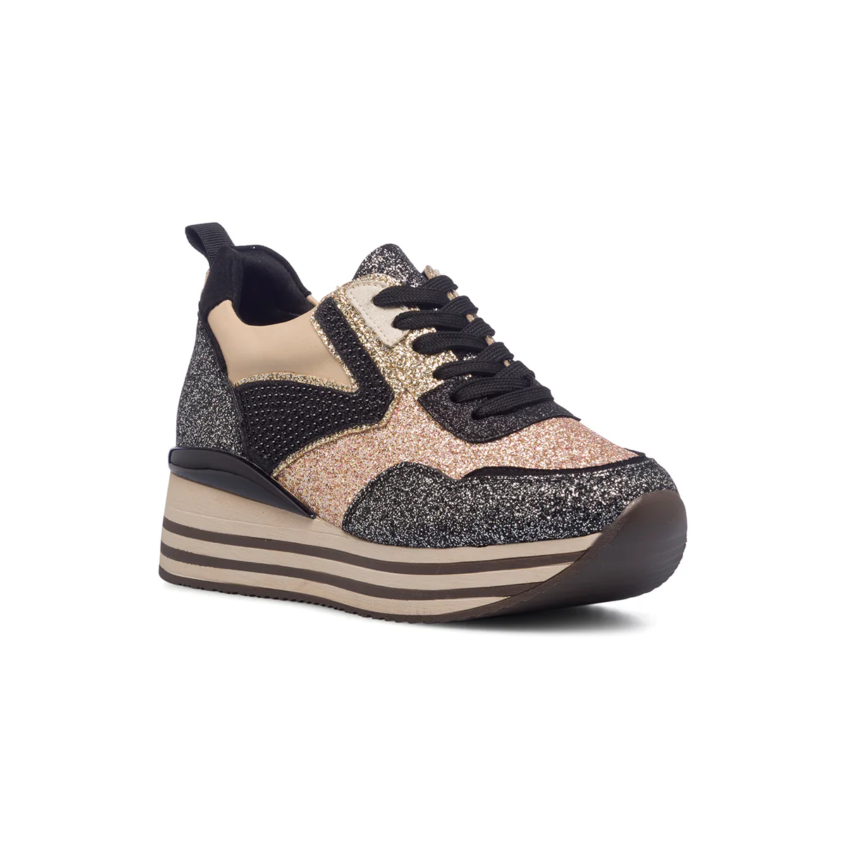 Sneakers oro e argento glitterate da donna con maxi-suola Lora Ferres - Image 12