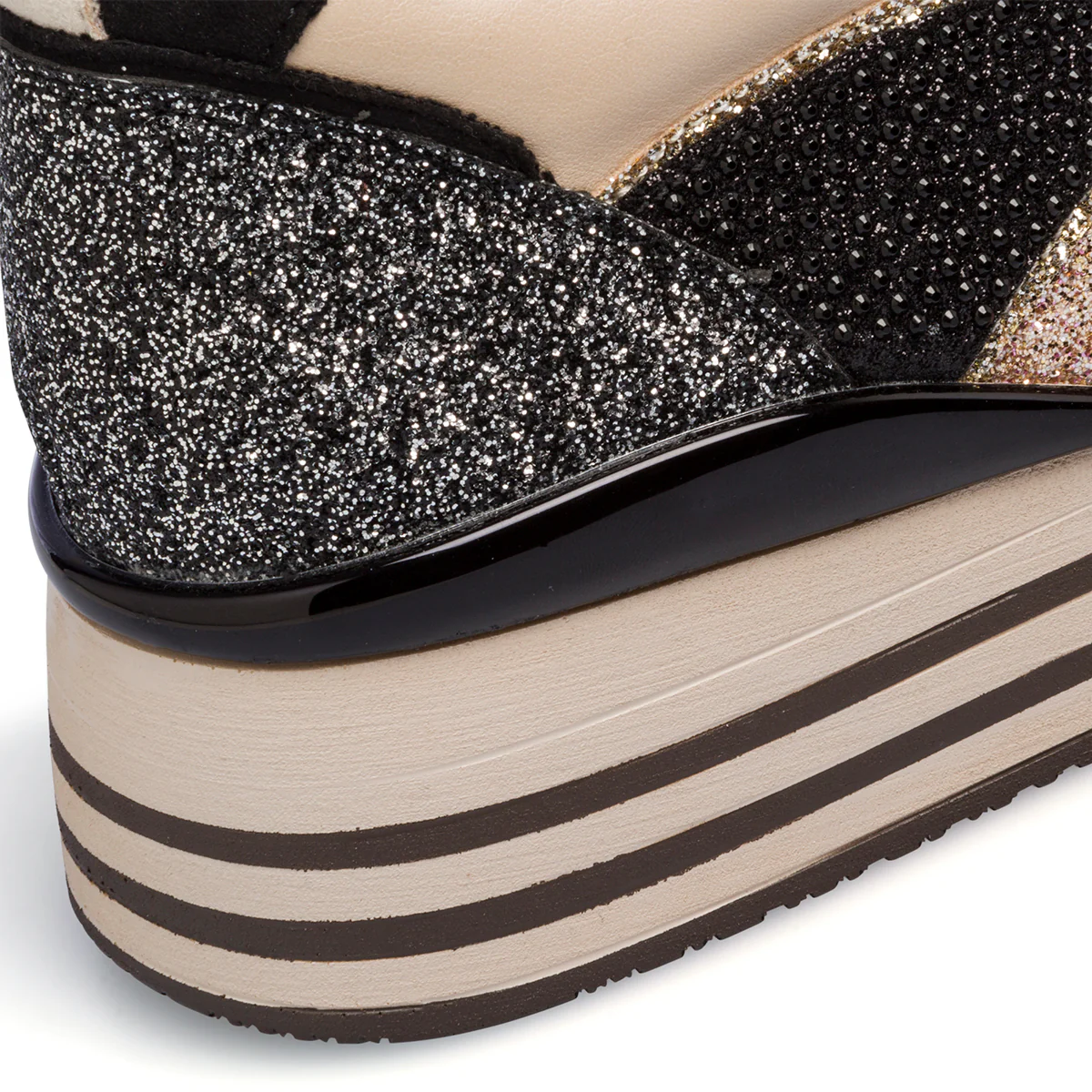 Sneakers oro e argento glitterate da donna con maxi-suola Lora Ferres - Image 17