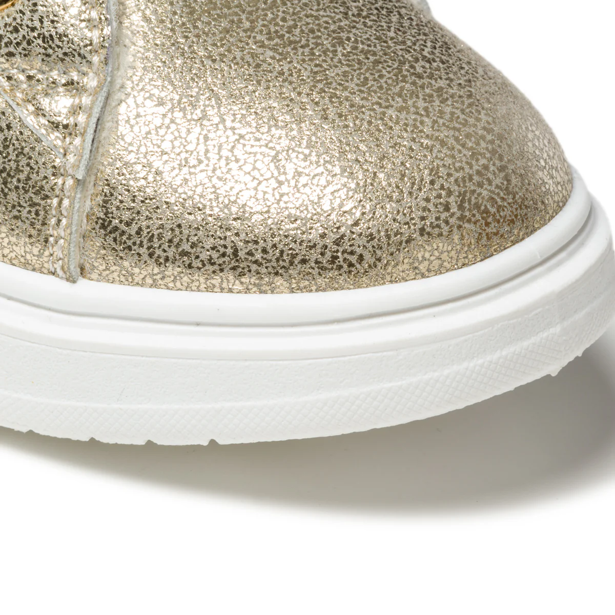 Sneakers oro effetto laminato con pelo 10 Baci - Image 5