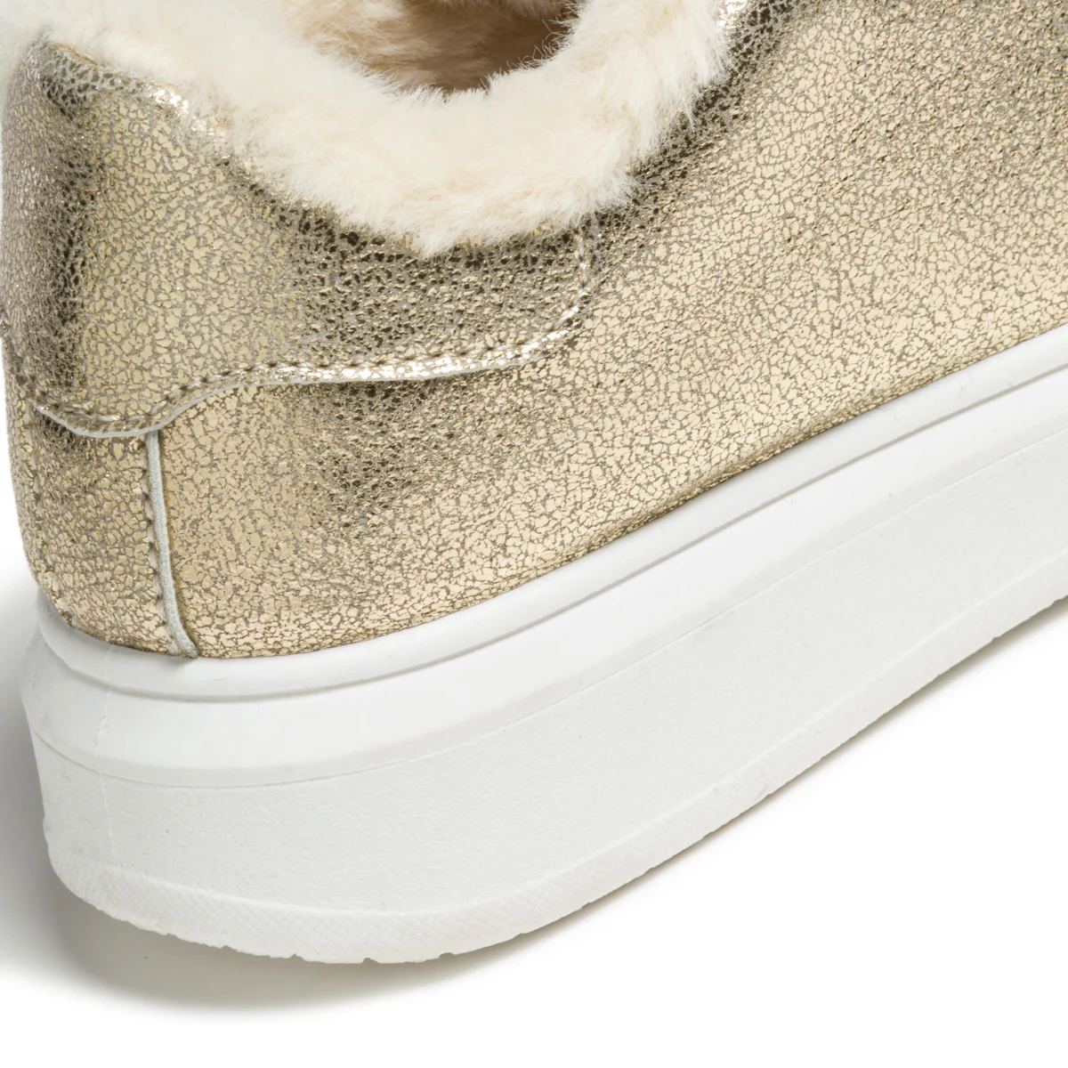 Sneakers oro effetto laminato con pelo 10 Baci - Image 7