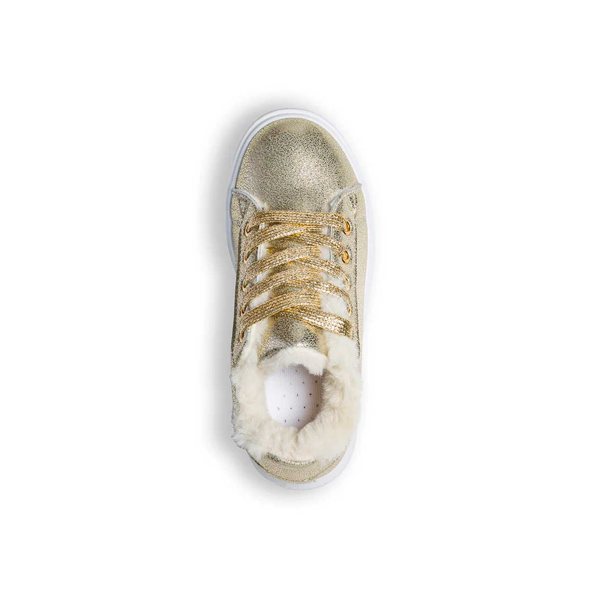 Sneakers oro effetto laminato con pelo 10 Baci - Image 8