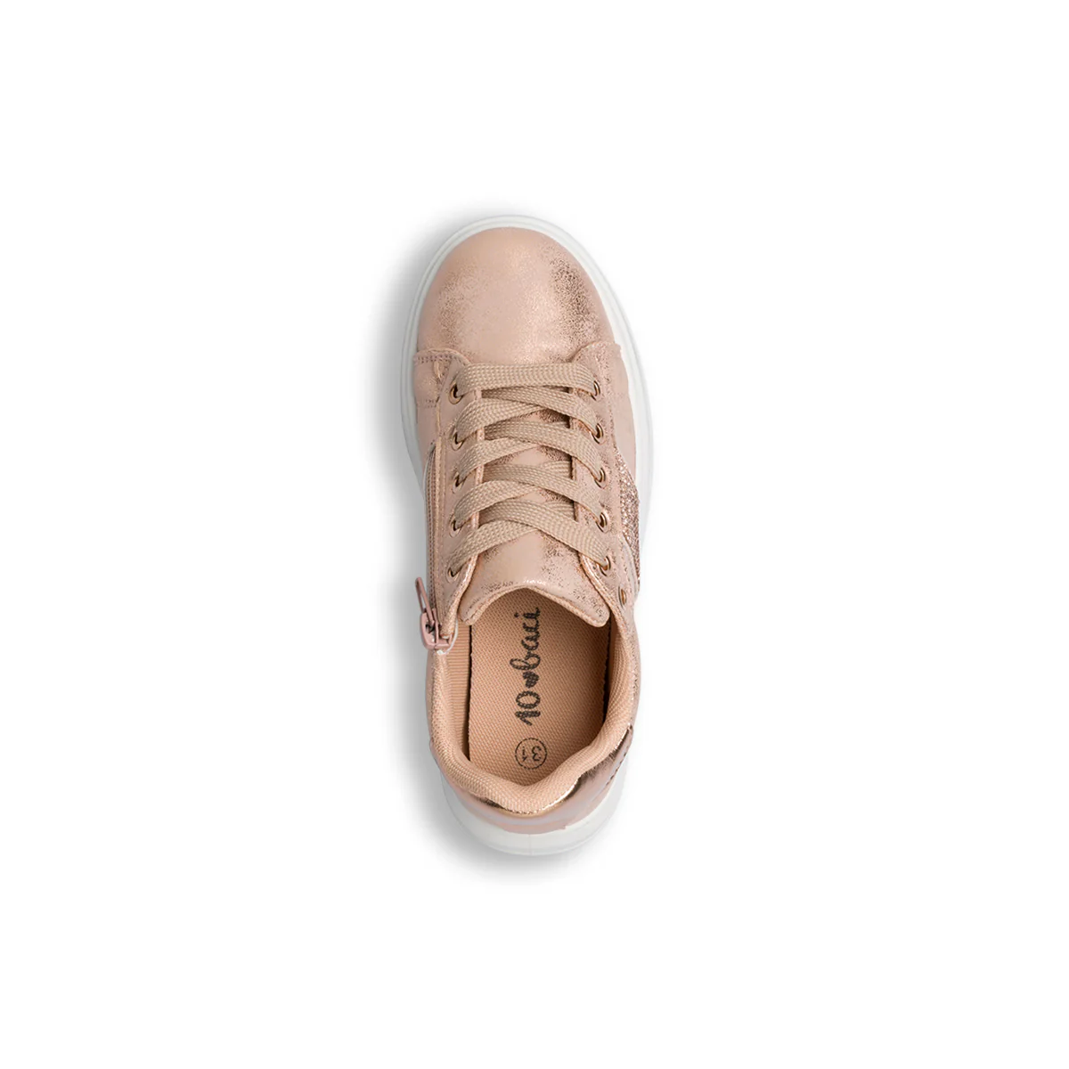 Sneakers oro rosa da bambina con strass laterali 10 Baci - Image 6