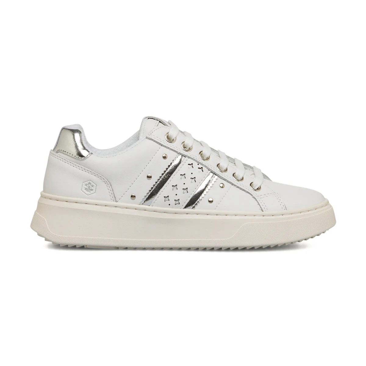 Sneakers platform bianche da donna con borchiette Lumberjack Evril