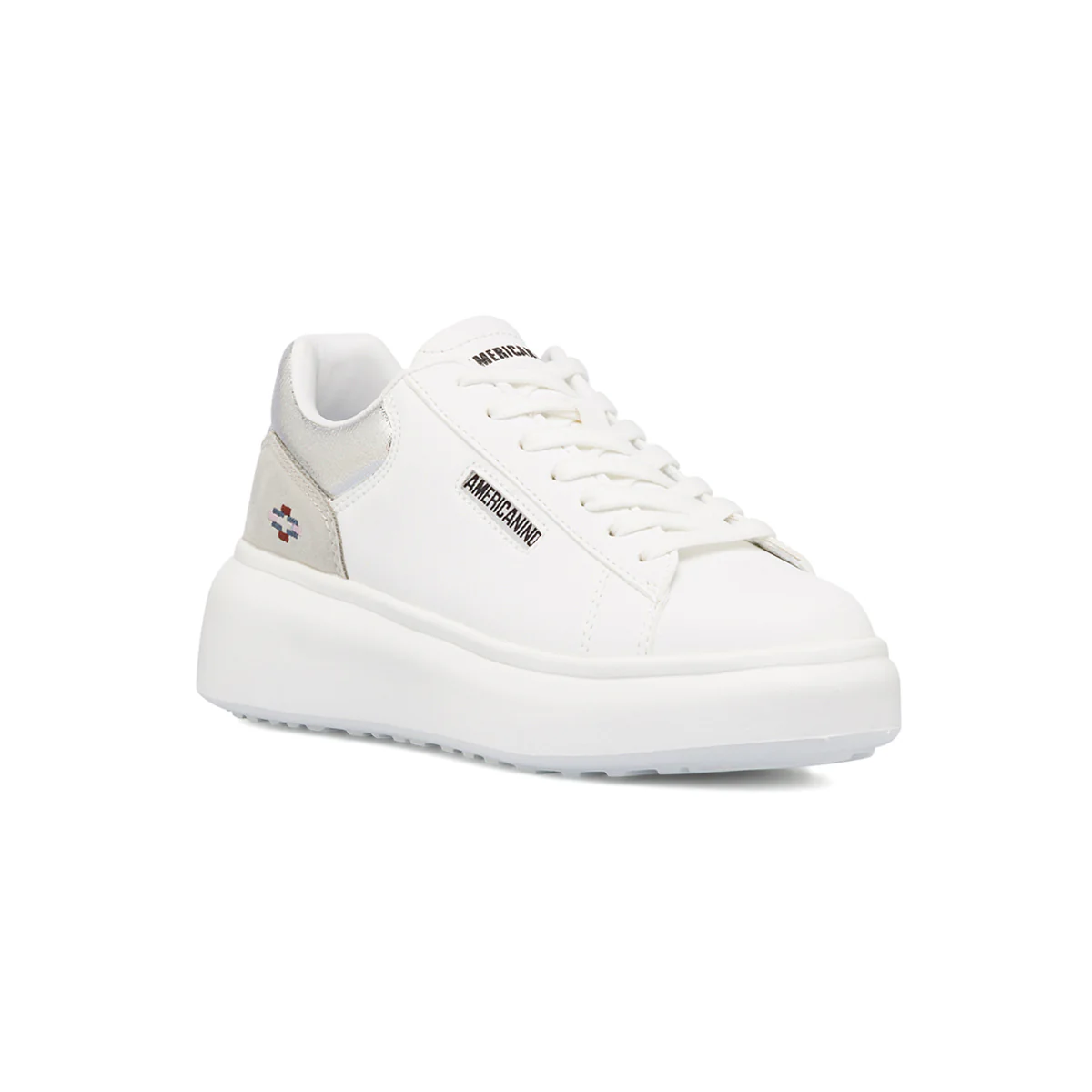 Sneakers platform bianche da donna con dettaglio argento Americanino - Image 2