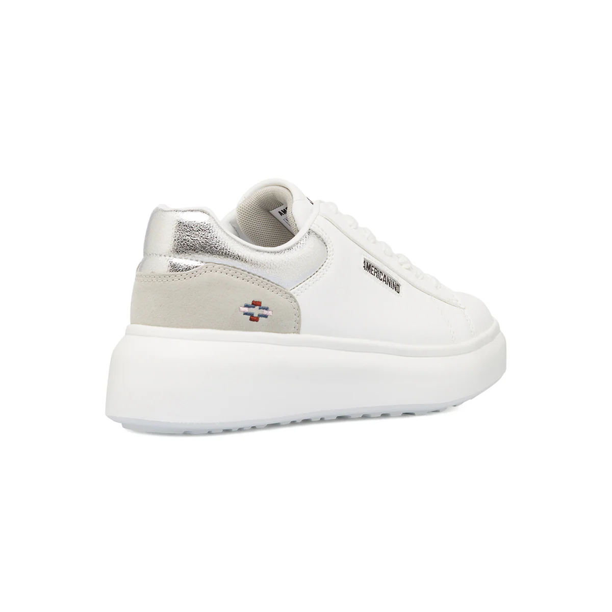 Sneakers platform bianche da donna con dettaglio argento Americanino - Image 3