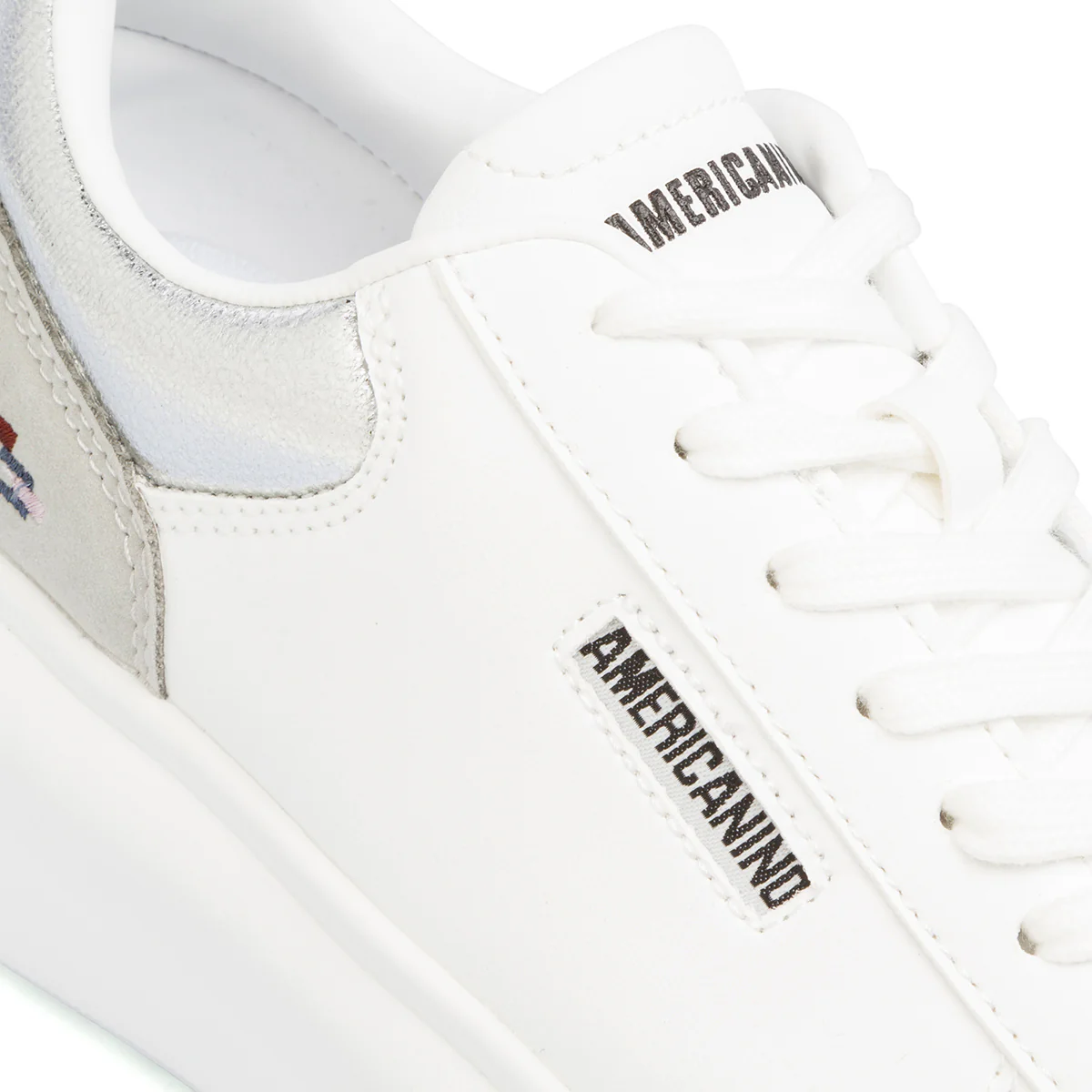 Sneakers platform bianche da donna con dettaglio argento Americanino - Image 4