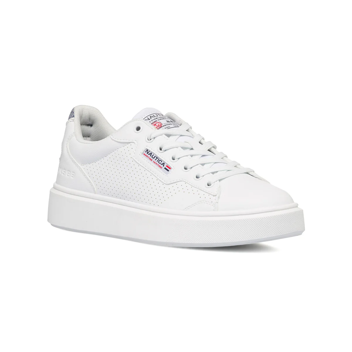 Sneakers platform bianche da uomo con inserto blu jeans Nautica - Image 2
