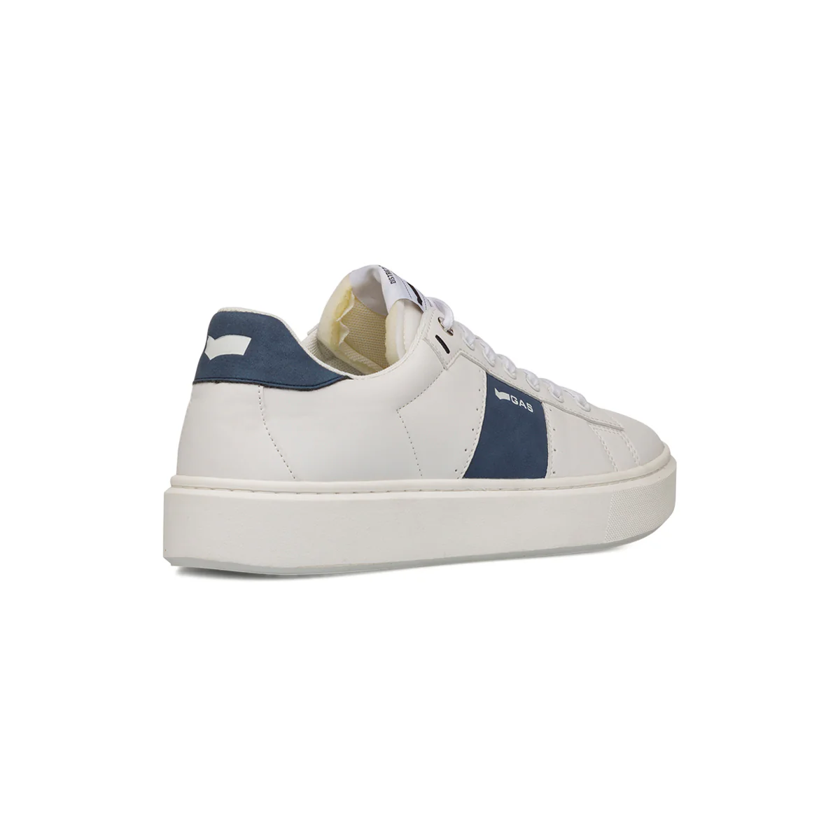 Sneakers platform da Uomo bianche con dettagli blu e con logo Gas - Image 3