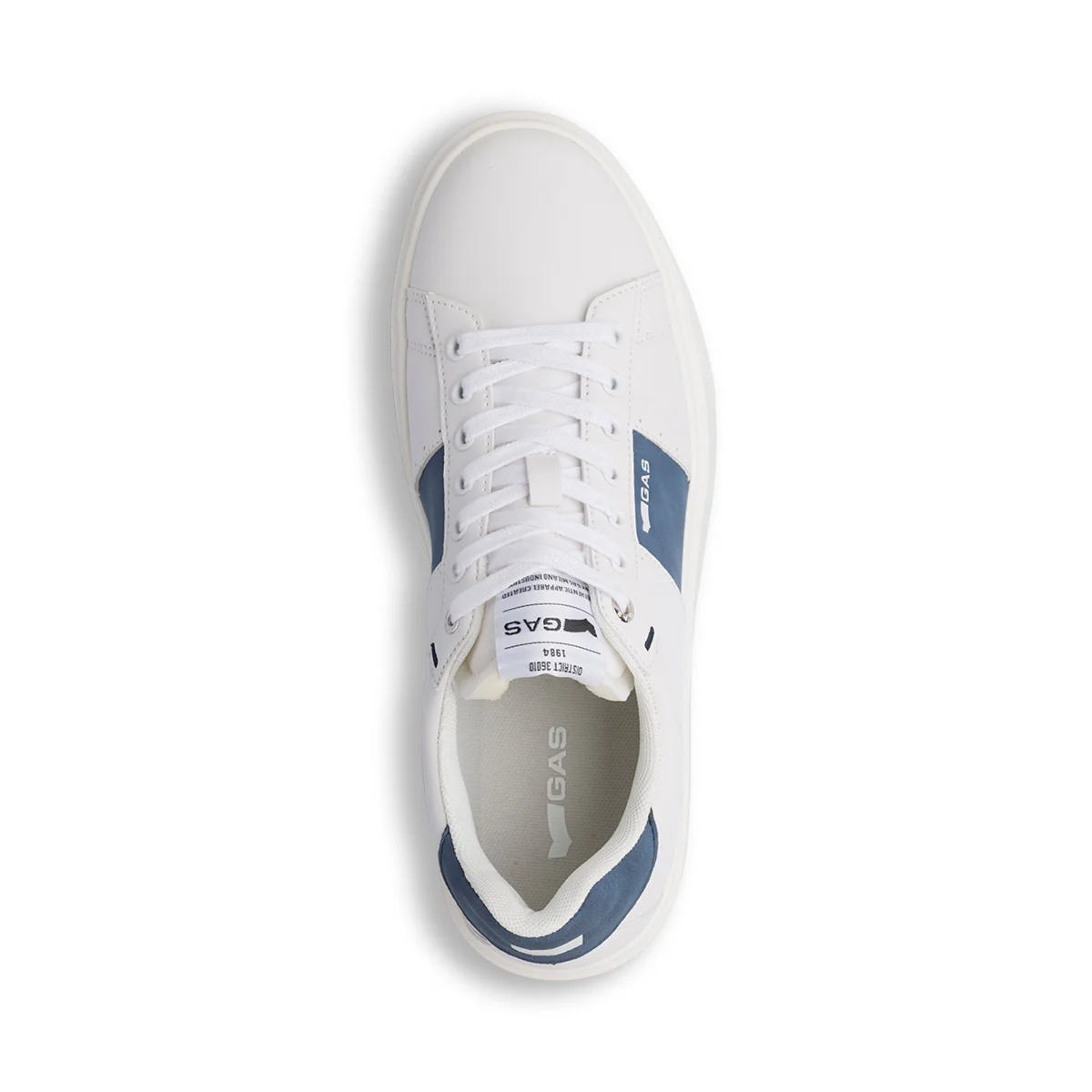 Sneakers platform da Uomo bianche con dettagli blu e con logo Gas - Image 5