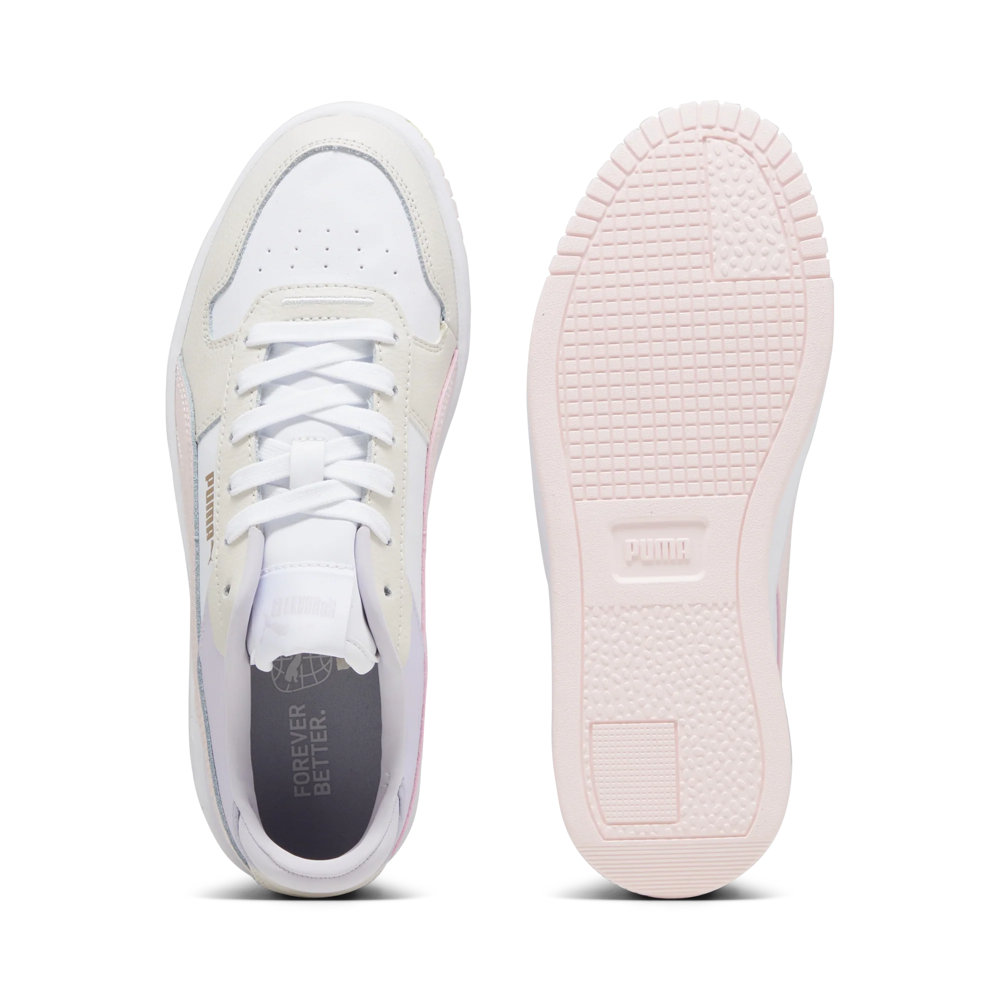 Sneakers platform casual da donna bianche con dettagli rosa e logo Puma Carina Street - Image 12