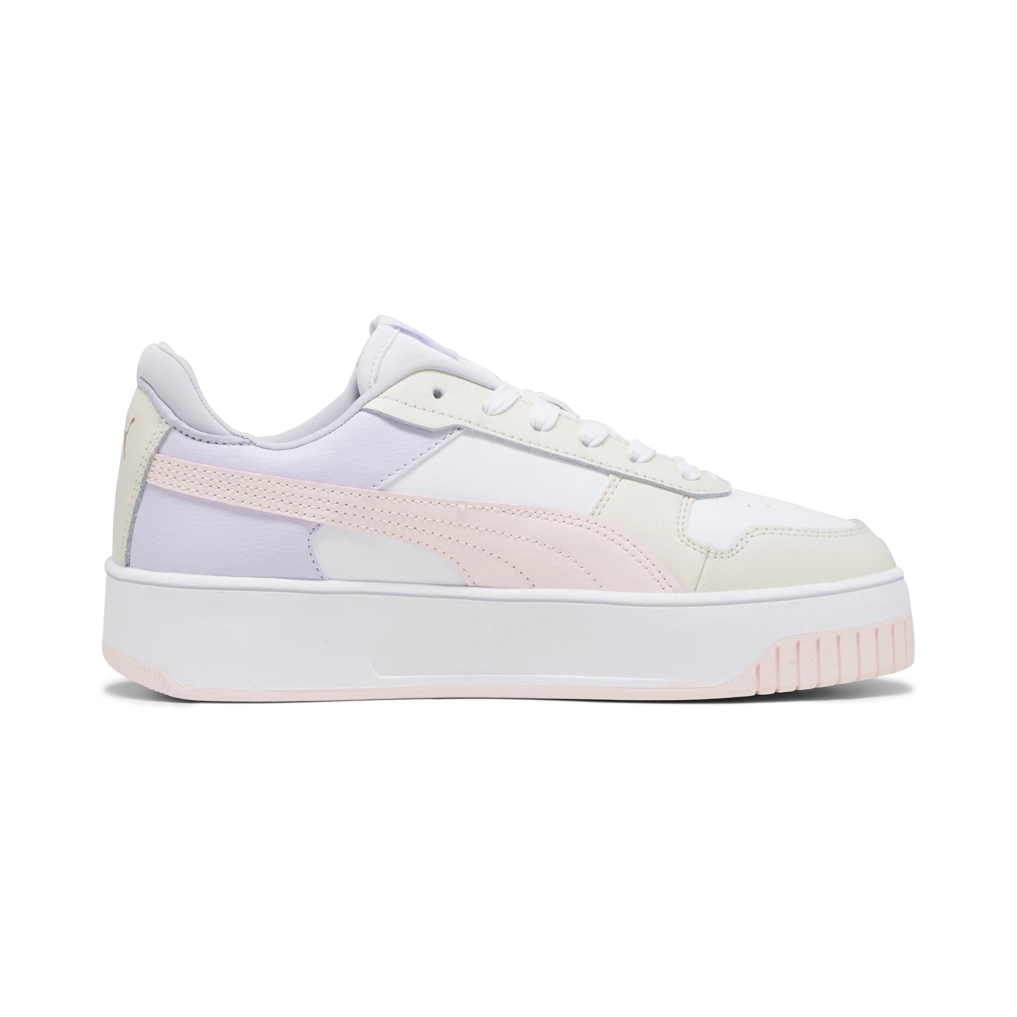 Sneakers platform casual da donna bianche con dettagli rosa e logo Puma Carina Street - Image 14