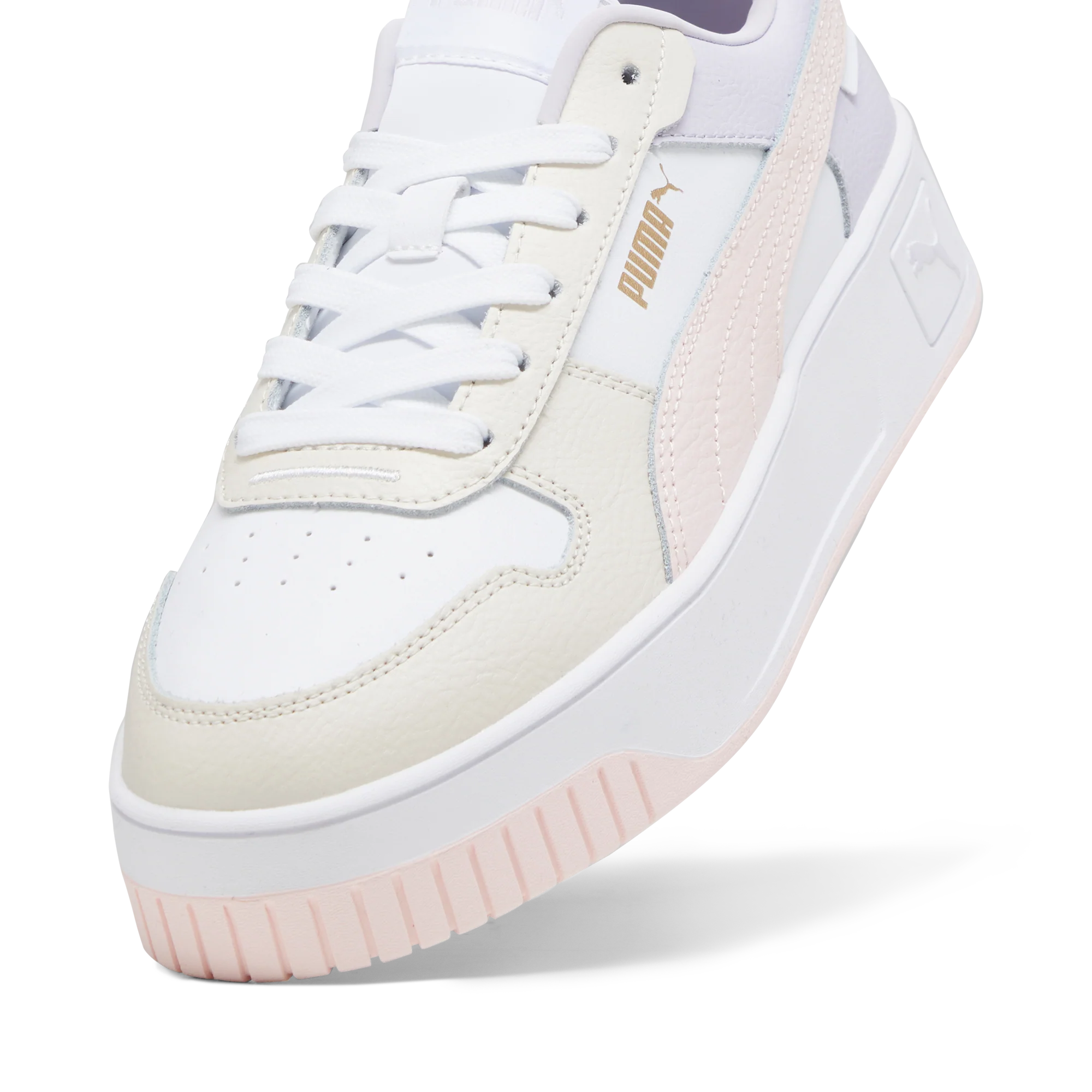 Sneakers platform casual da donna bianche con dettagli rosa e logo Puma Carina Street - Image 16