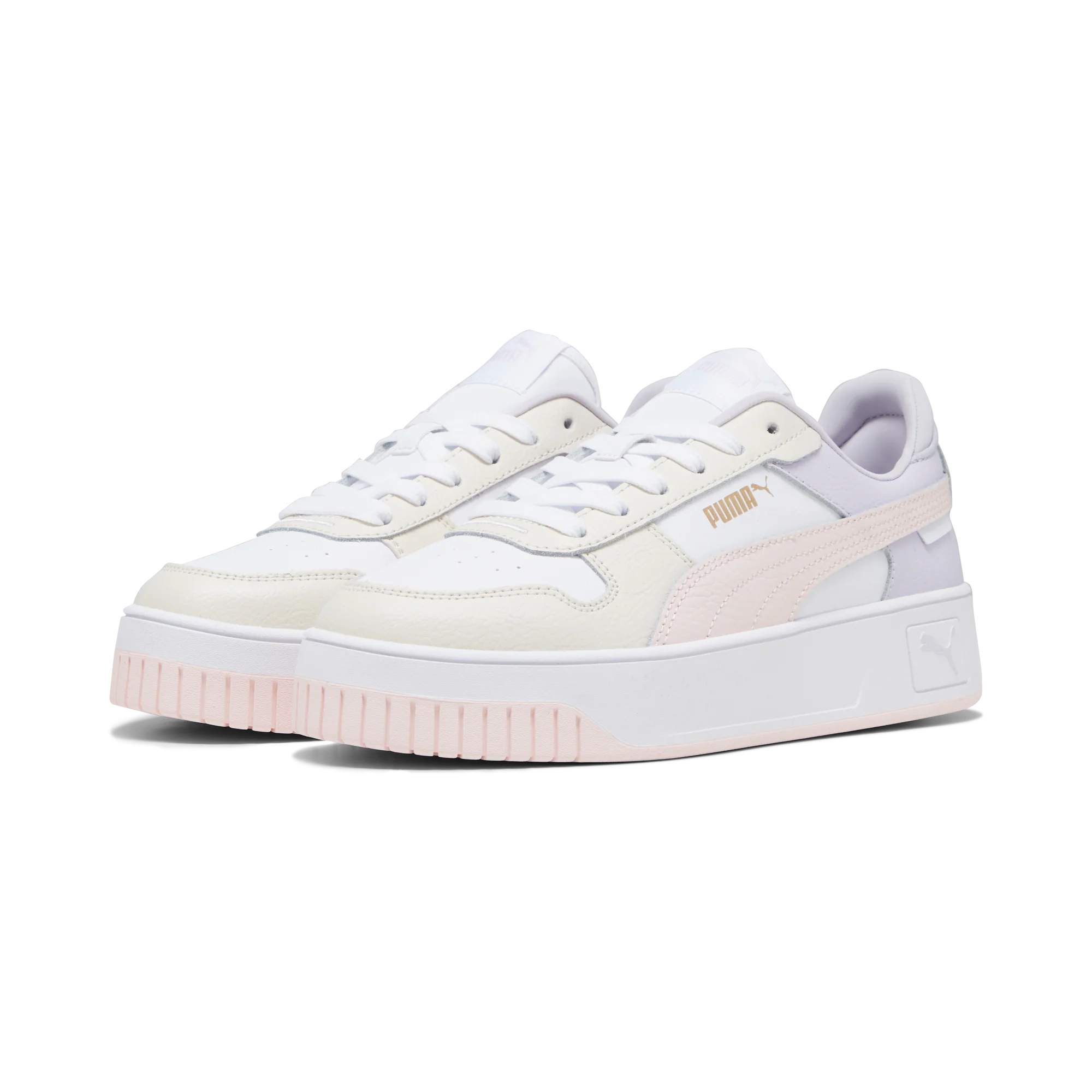 Sneakers platform casual da donna bianche con dettagli rosa e logo Puma Carina Street - Image 2