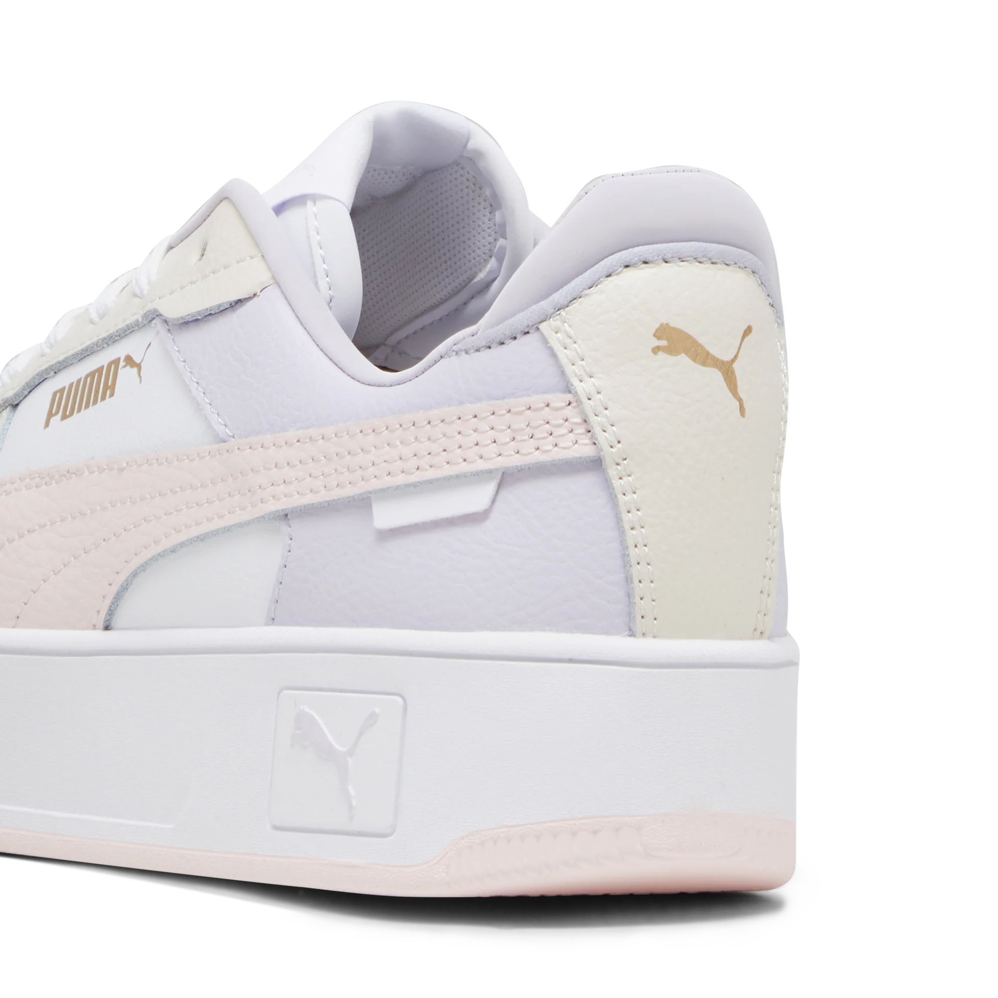Sneakers platform casual da donna bianche con dettagli rosa e logo Puma Carina Street - Image 4