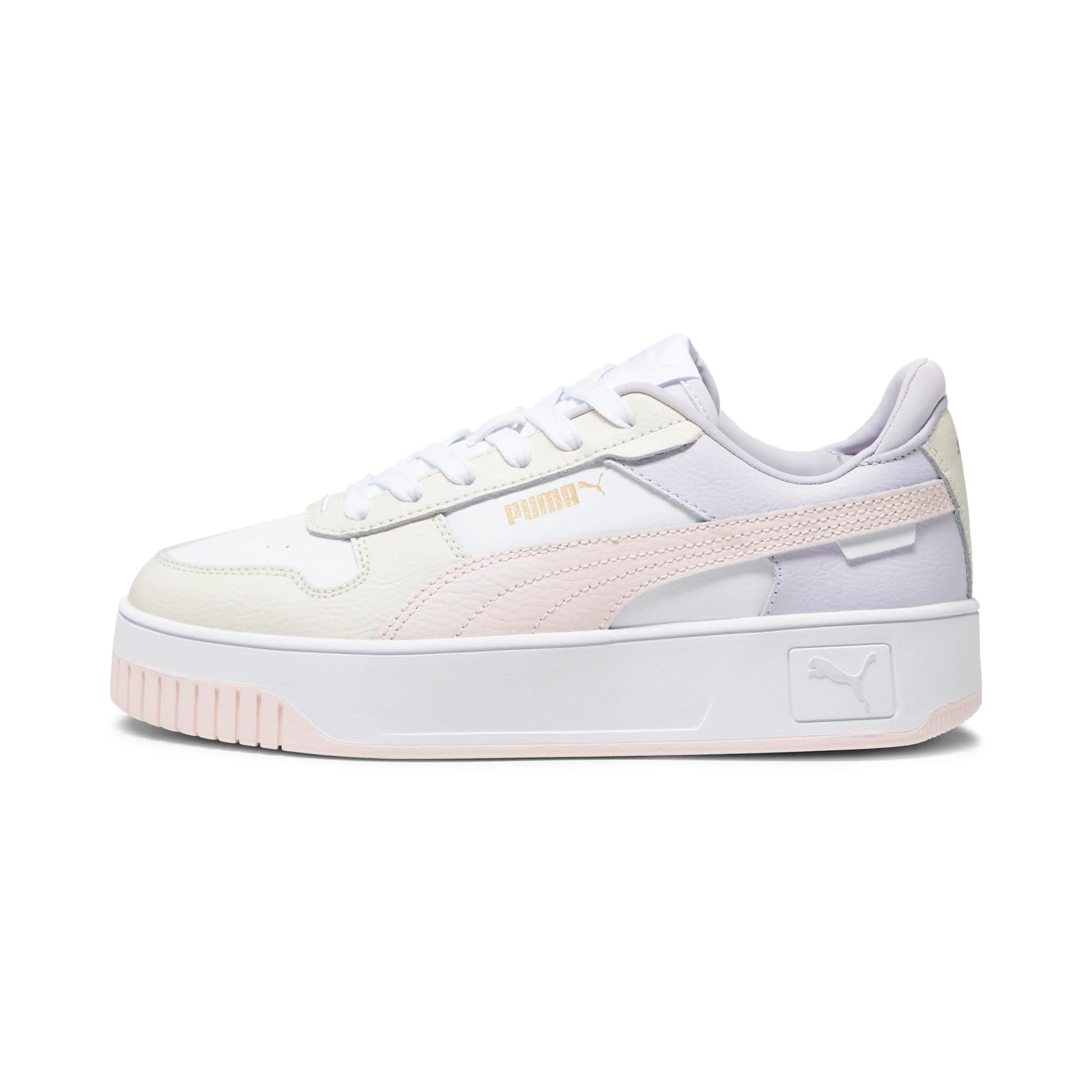 Sneakers platform casual da donna bianche con dettagli rosa e logo Puma Carina Street - Image 9