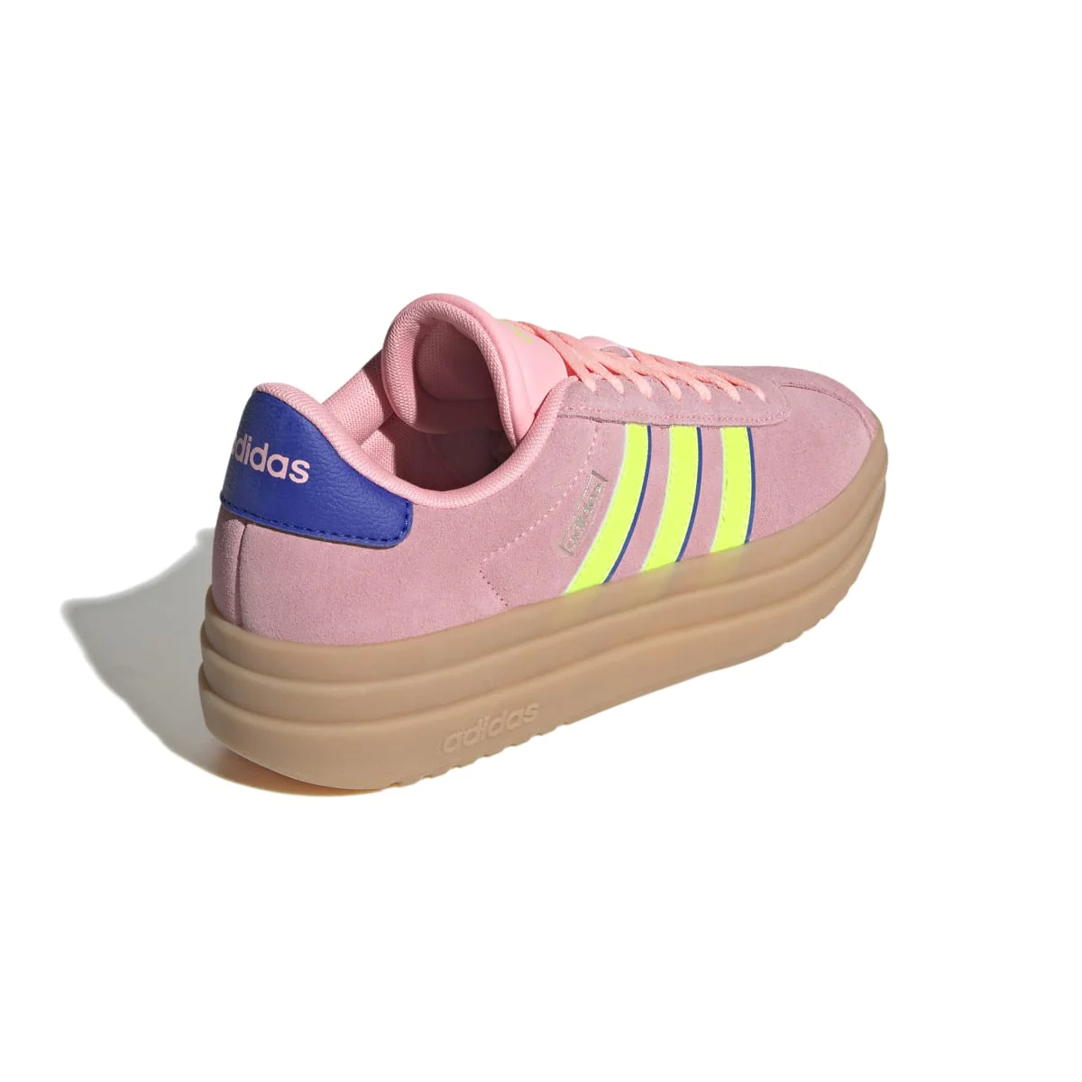 Sneakers platform rosa da donna con dettagli giallo fluo e blu adidas VL Court Bold - Image 10