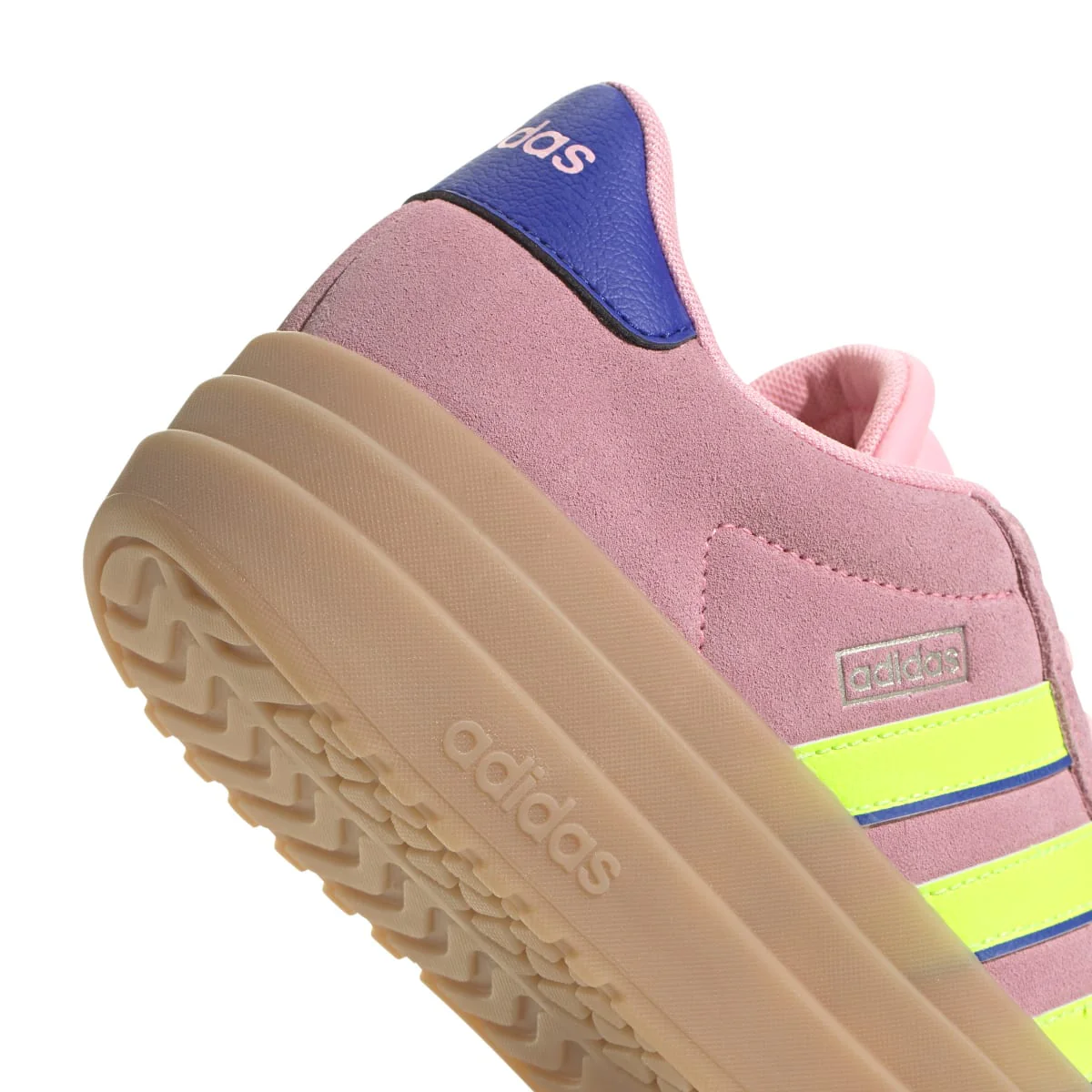 Sneakers platform rosa da donna con dettagli giallo fluo e blu adidas VL Court Bold - Image 12