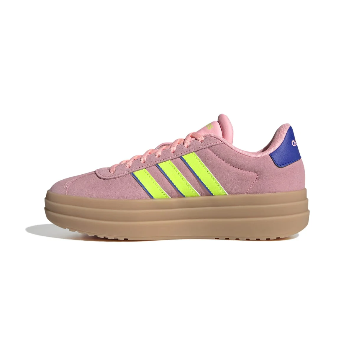 Sneakers platform rosa da donna con dettagli giallo fluo e blu adidas VL Court Bold - Image 8