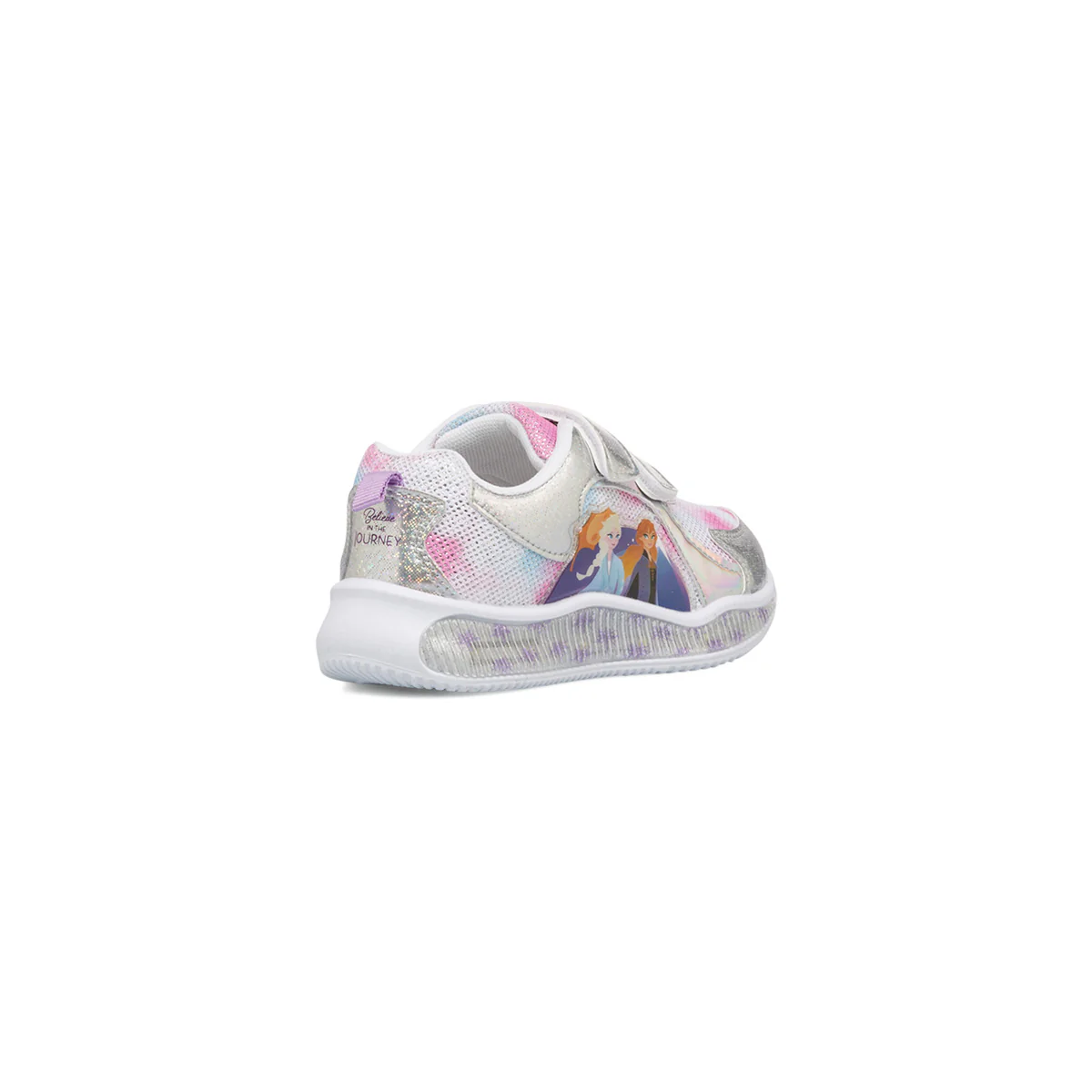 Sneakers primi passi argento da bambina con luci e stampa Elsa e Anna di Frozen - Image 3