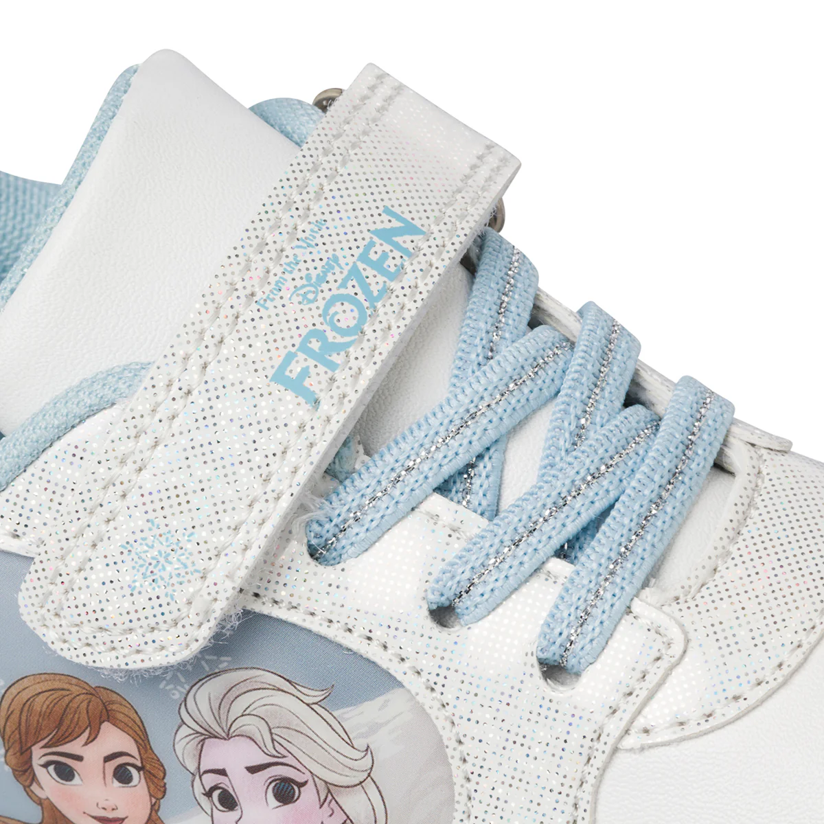 Sneakers primi passi azzurre e bianche con luci nella suola Frozen - Image 6