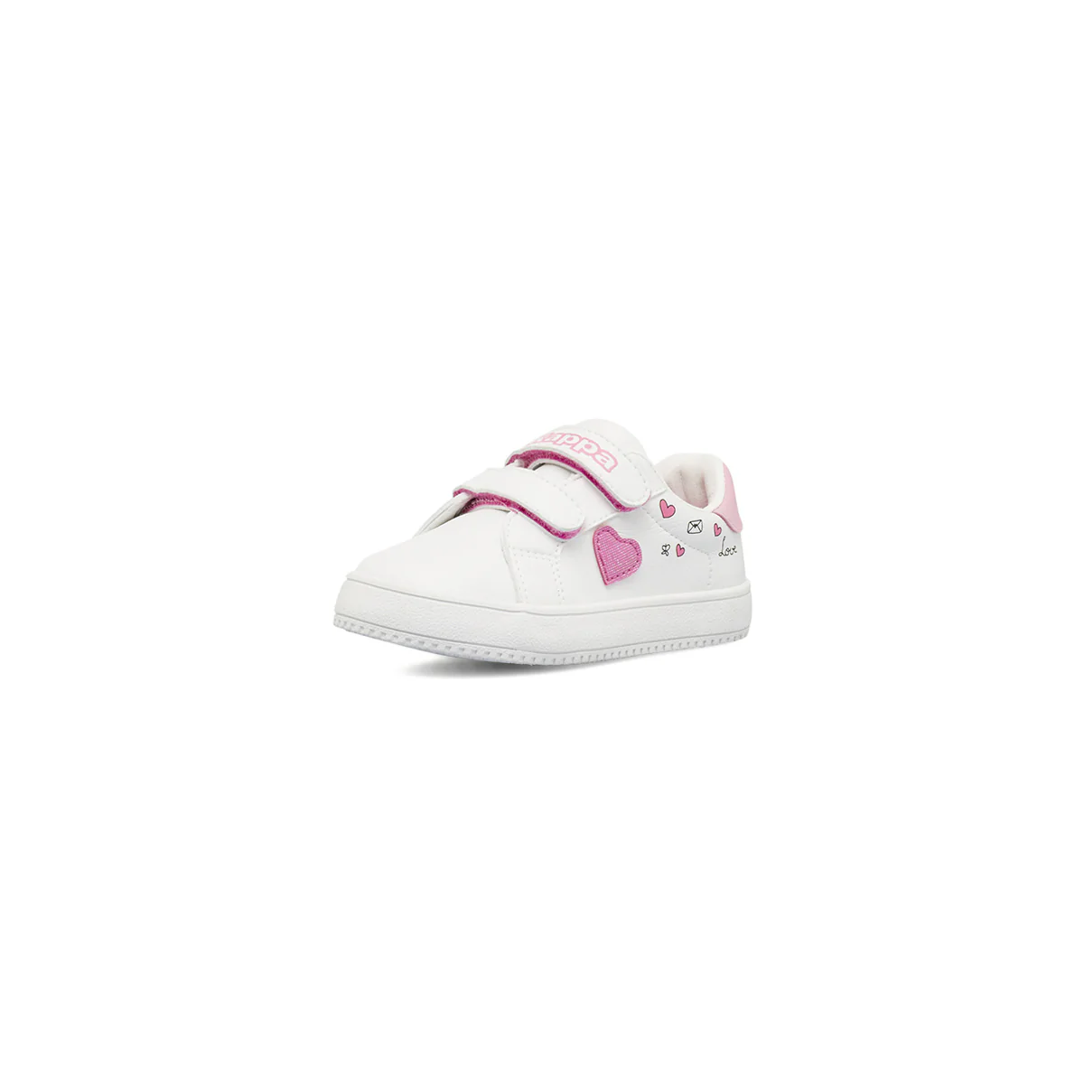 Sneakers Primi passi bambina bianche Kappa con strappo e inserti cuori - Image 2