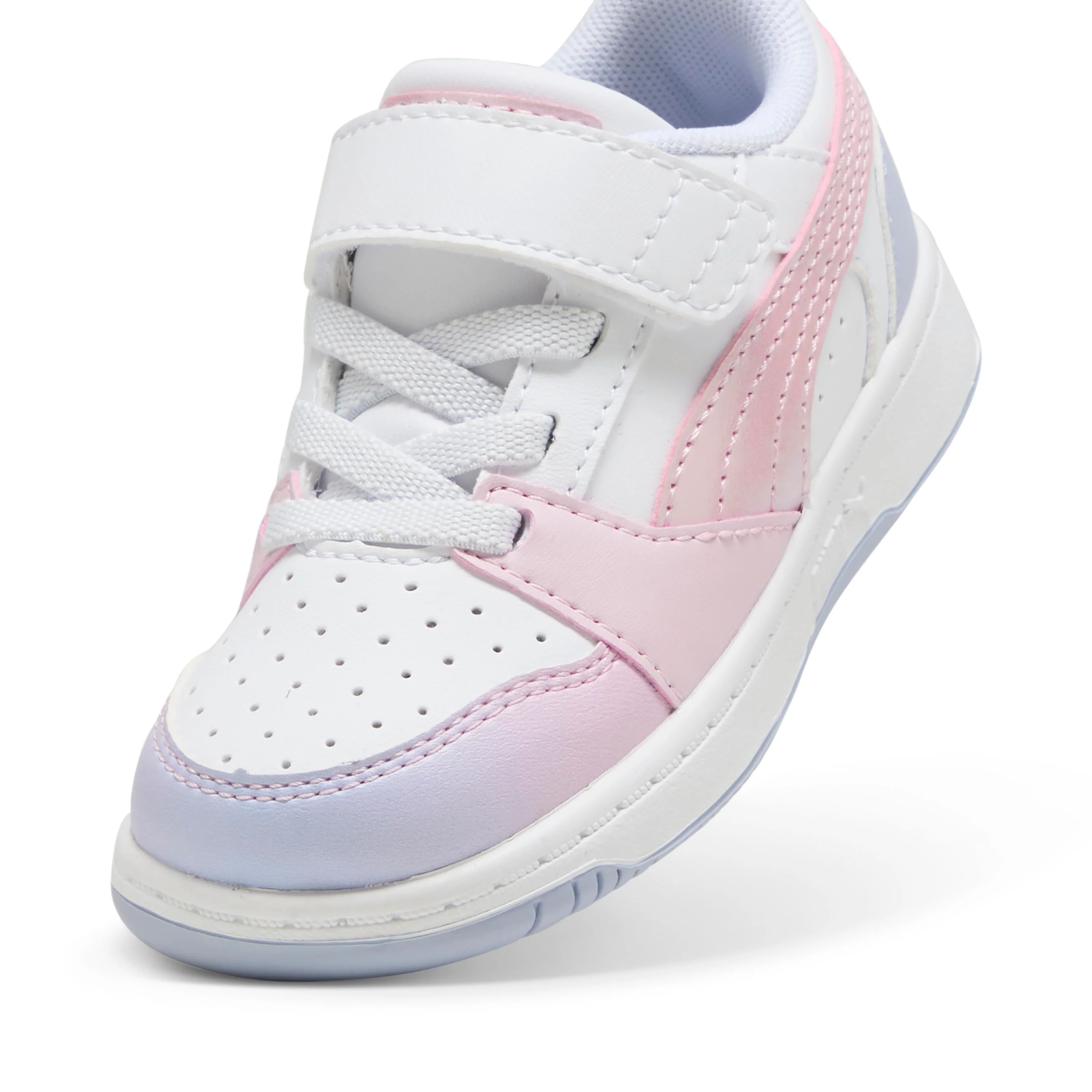 Sneakers primi passi bambina bianche rosa e lilla Puma Rebound v6 - Image 3