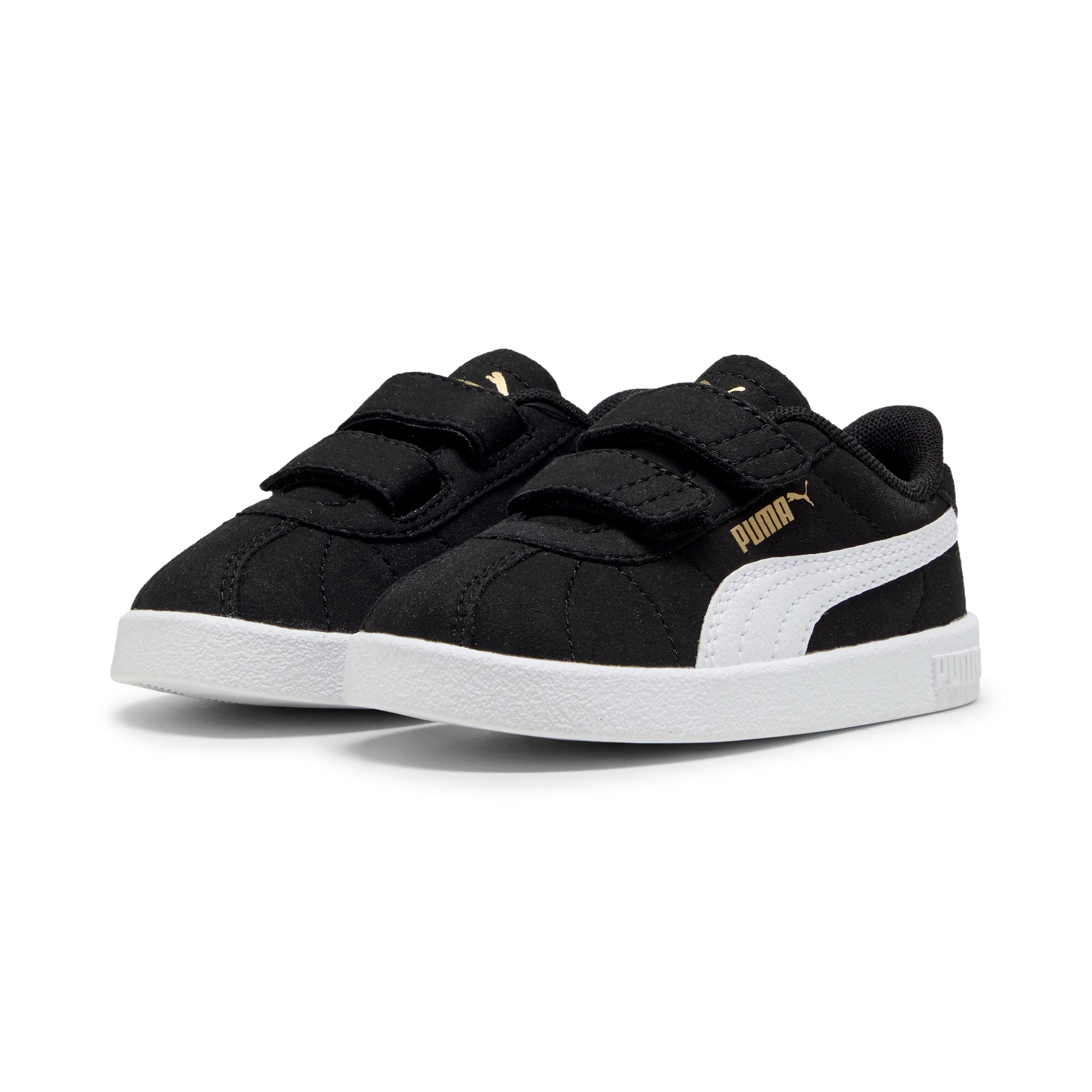 Sneakers primi passi bambina e bambino nere effetto scamosciato con strappo Puma Club II V