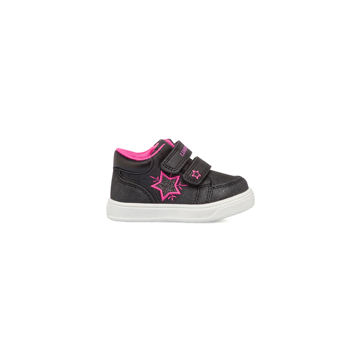 Sneakers primi passi bambina nere e rosa con glitter Lumberjack