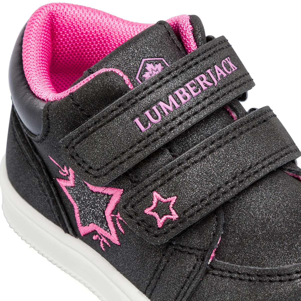 Sneakers primi passi bambina nere e rosa con glitter Lumberjack - Image 5