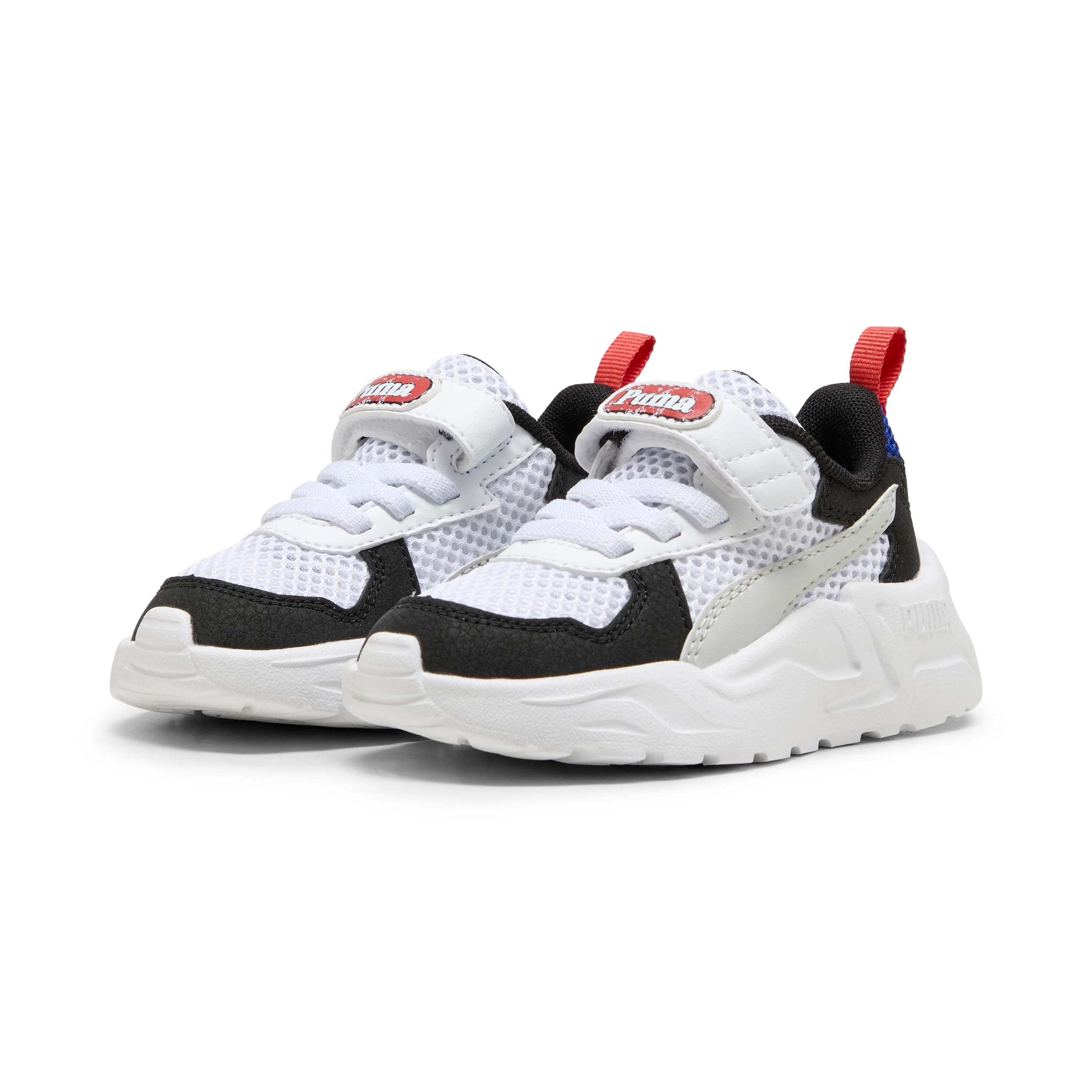 Sneakers primi passi bambino e bambina bianche con dettagli argento e neri Puma Trinity Lite