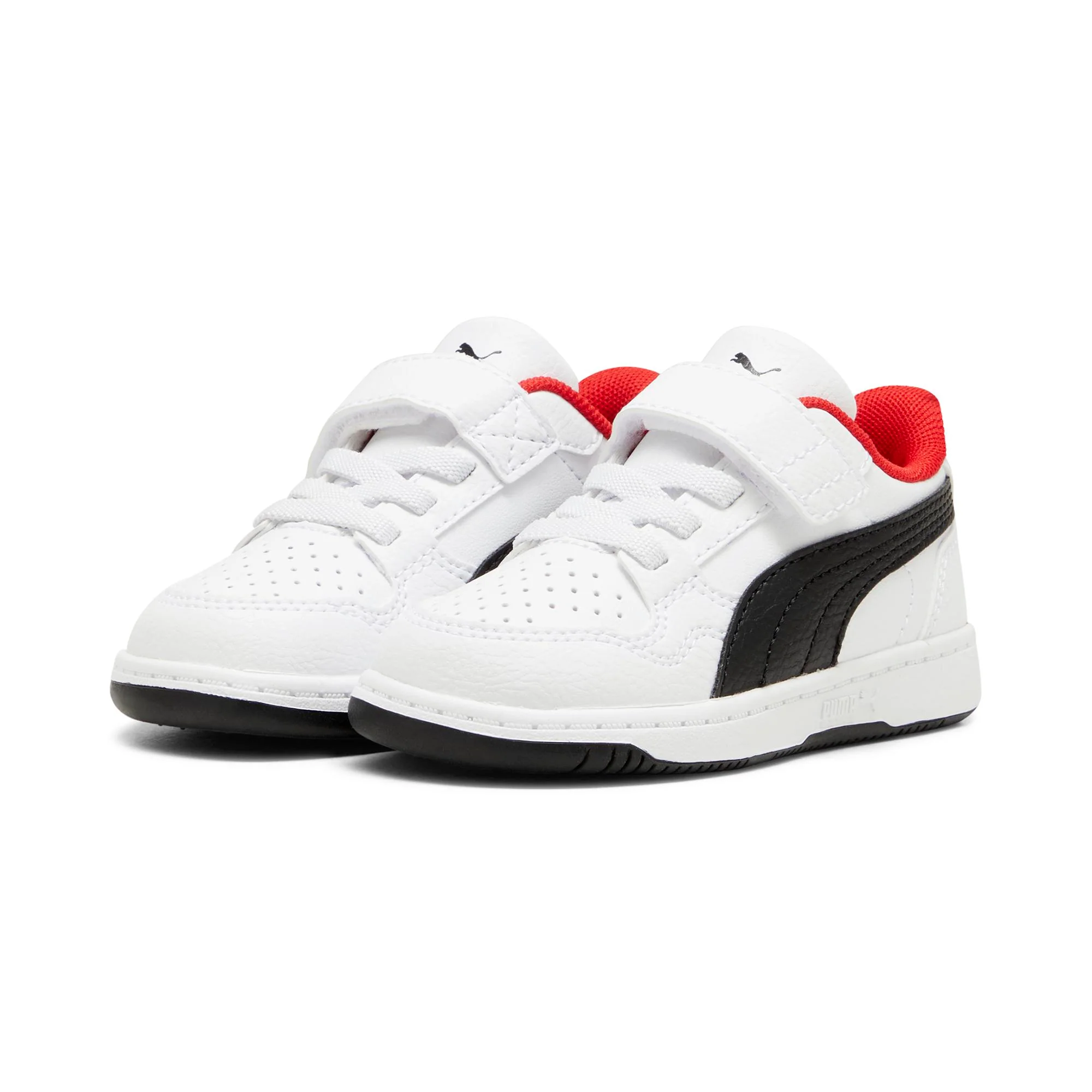 Sneakers primi passi bambino e bambina bianche nere e rosse Puma Reb-L