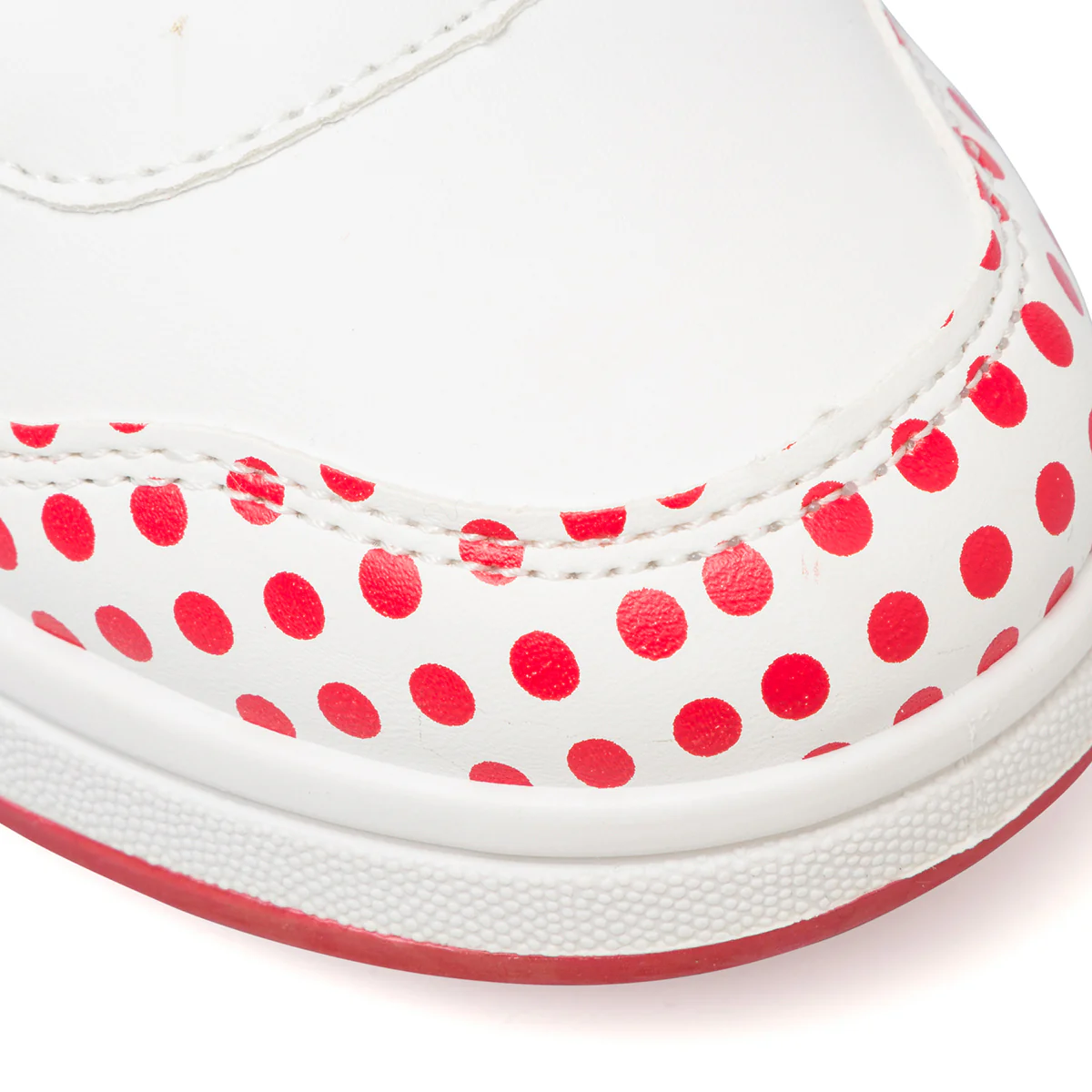 Sneakers primi passi bianche a pois da bambina con glitter argento e stampa Minnie - Image 5