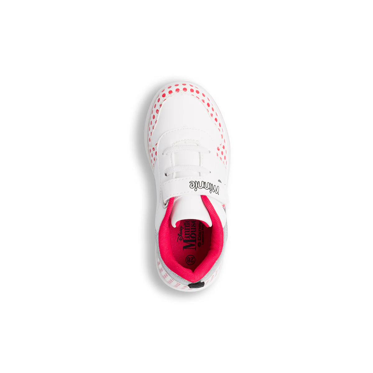 Sneakers primi passi bianche a pois da bambina con glitter argento e stampa Minnie - Image 7