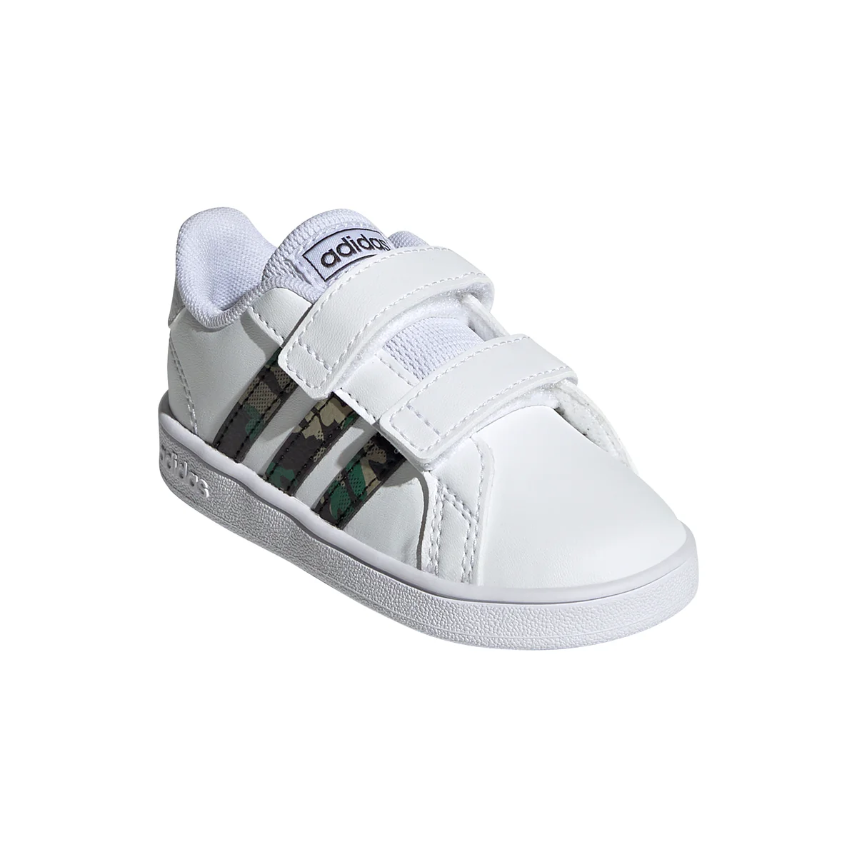 Sneakers primi passi bianche con strisce camouflage adidas Grand Court - Image 2