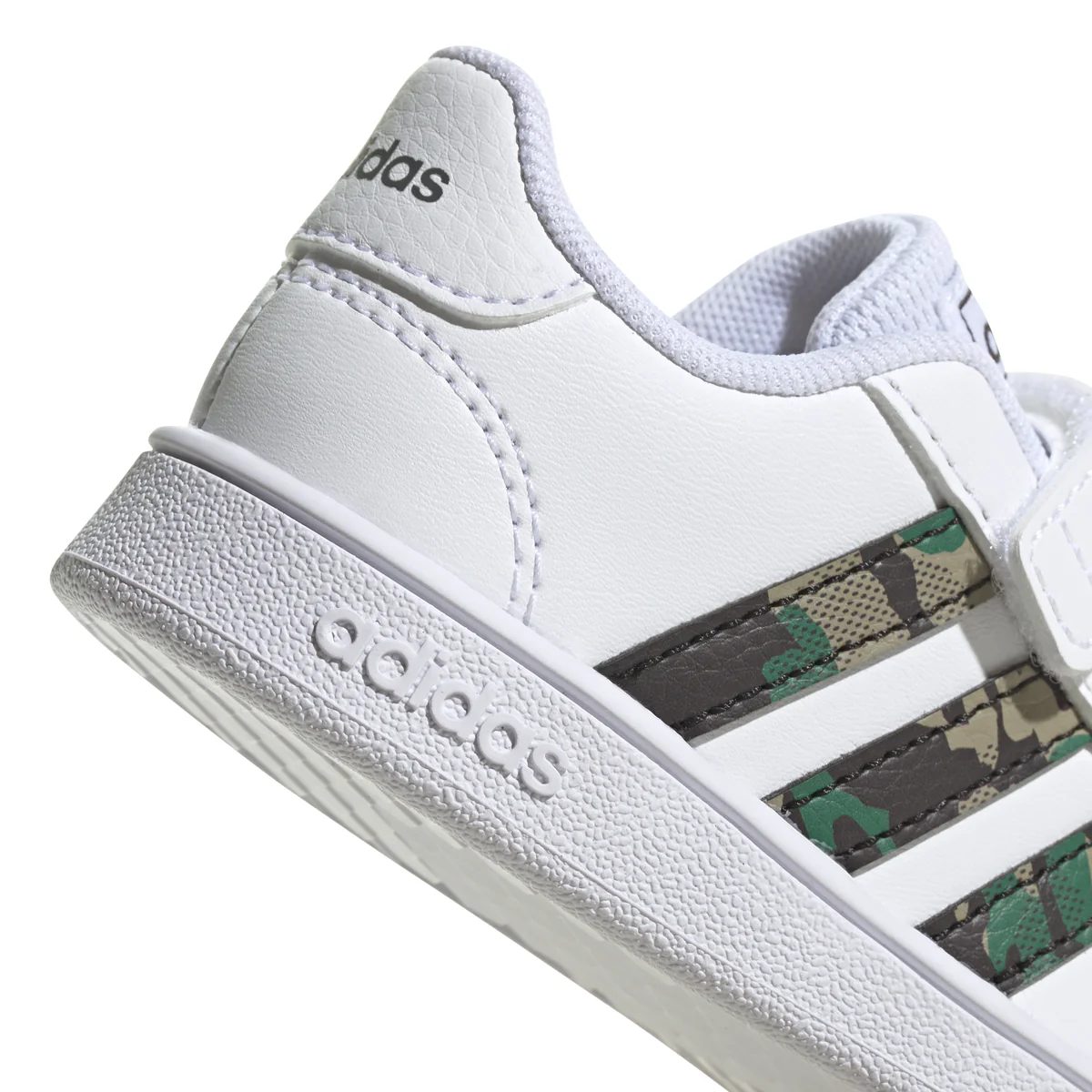 Sneakers primi passi bianche con strisce camouflage adidas Grand Court - Image 8