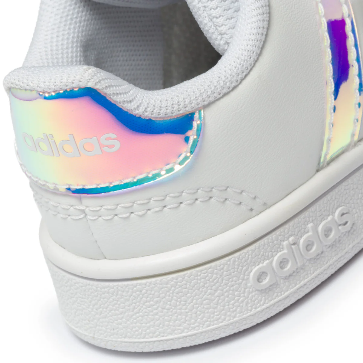 Sneakers primi passi bianche con strisce laminate adidas Grand Court - Image 7