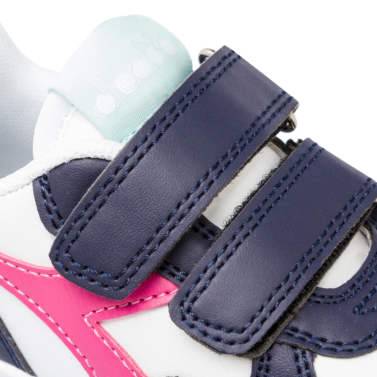 Sneakers primi passi bianche da bambina con dettagli blu e fucsia Diadora Raptor Low TD - Image 6