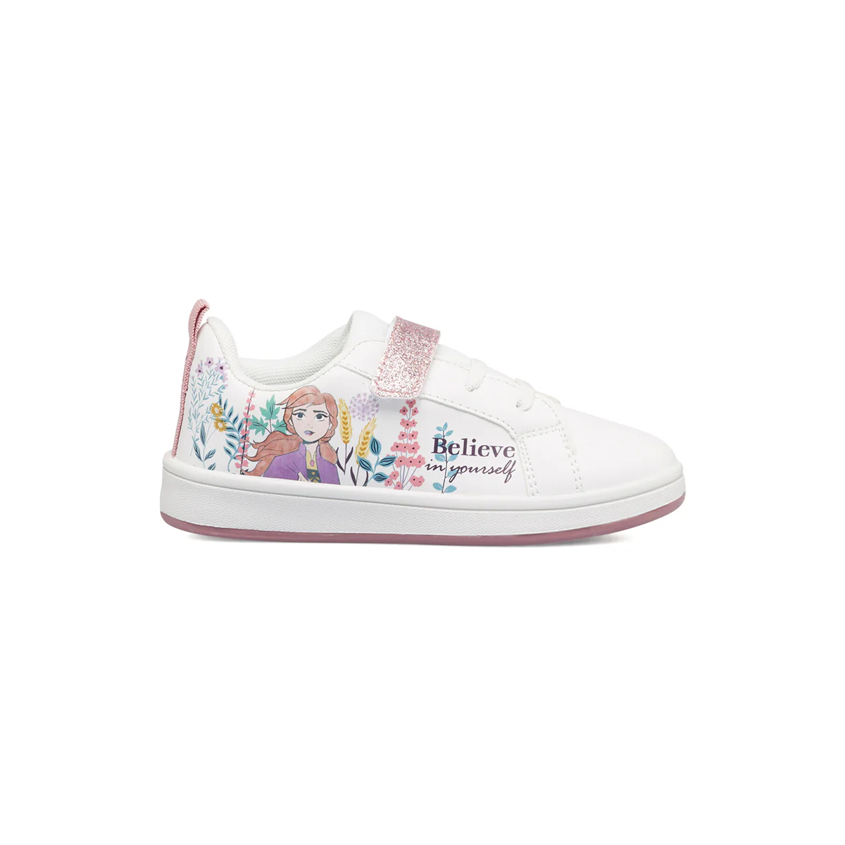 Sneakers primi passi bianche da bambina con logo Frozen