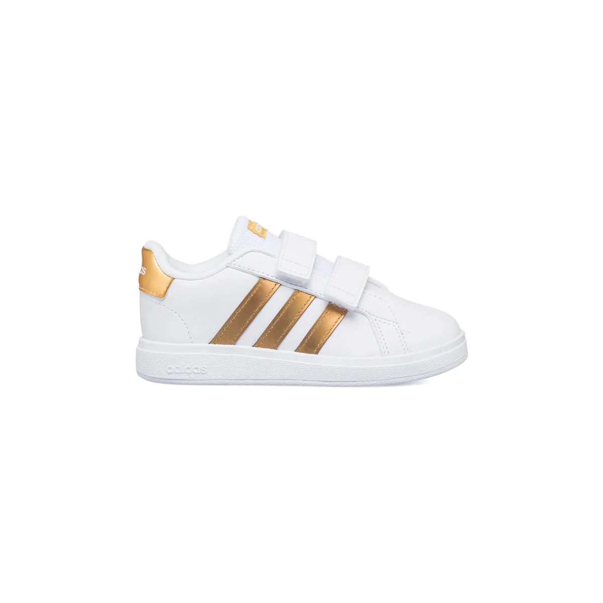 Sneakers primi passi bianche da bambina con strisce a contrasto adidas Grand Court 2.0 Cf I