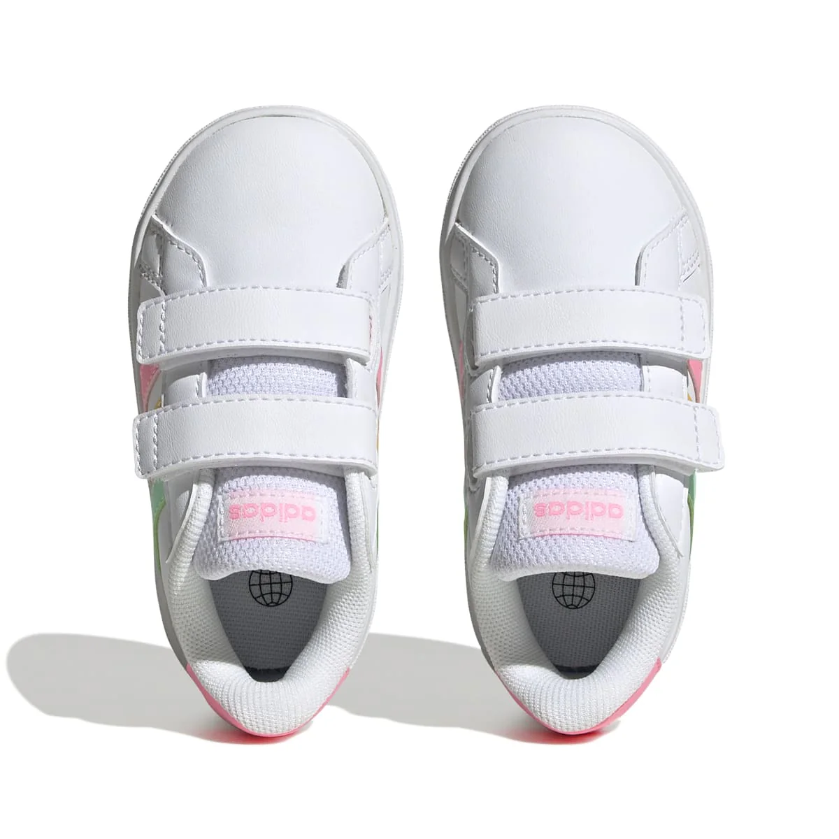 Sneakers primi passi bianche da bambina con strisce a contrasto adidas Grand Court 2.0 Cf I - Image 2