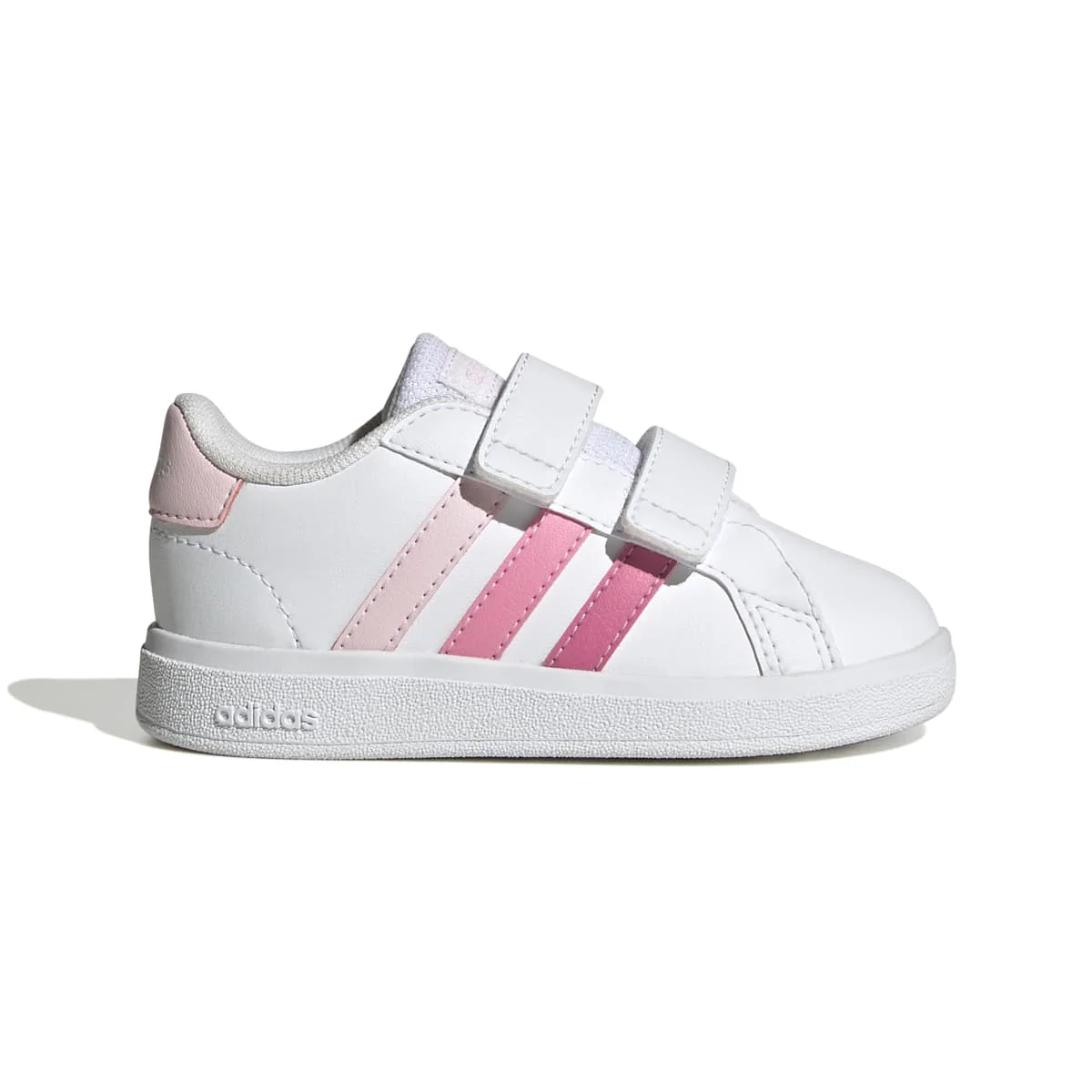 Sneakers primi passi bianche da bambina con strisce laterali rosa adidas Grand Court 2.0 CF - Image 2