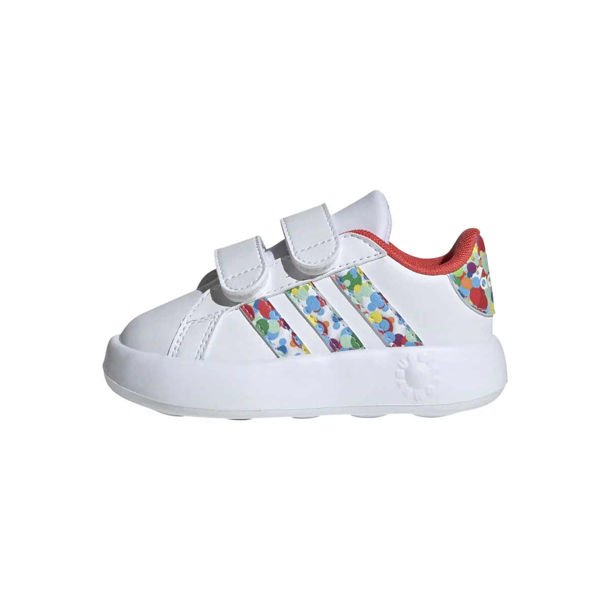 Sneakers primi passi bianche da bambina con strisce multicolore adidas Grand Court 2.0 CF I - Image 2