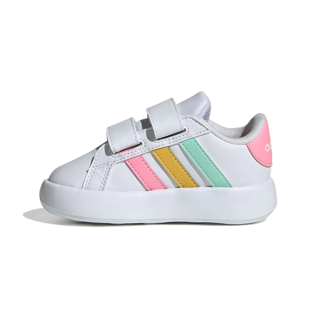 Sneakers primi passi bianche da bambina con strisce multicolore adidas Grand Court 2.0 CF I - Image 4