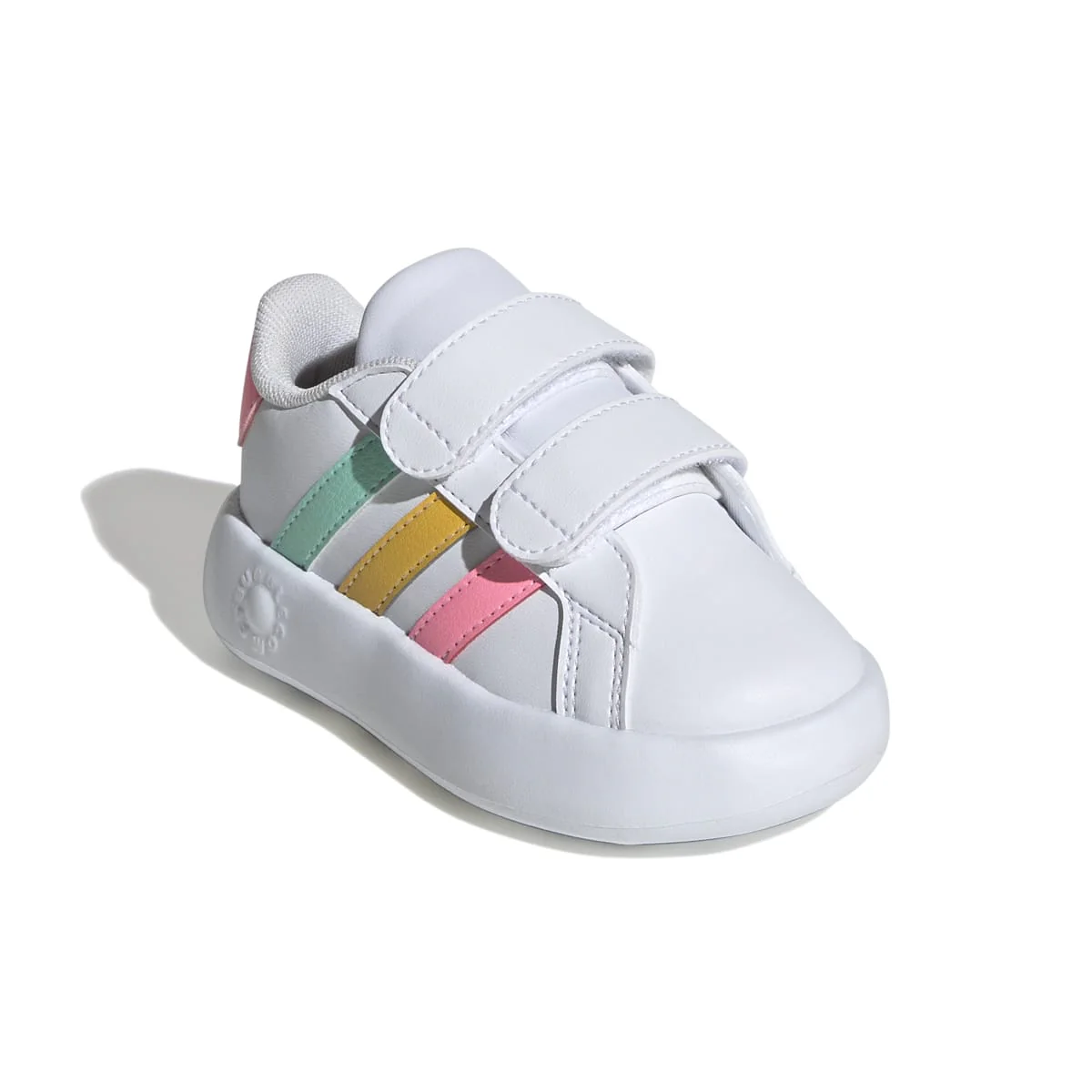 Sneakers primi passi bianche da bambina con strisce multicolore adidas Grand Court 2.0 CF I - Image 5