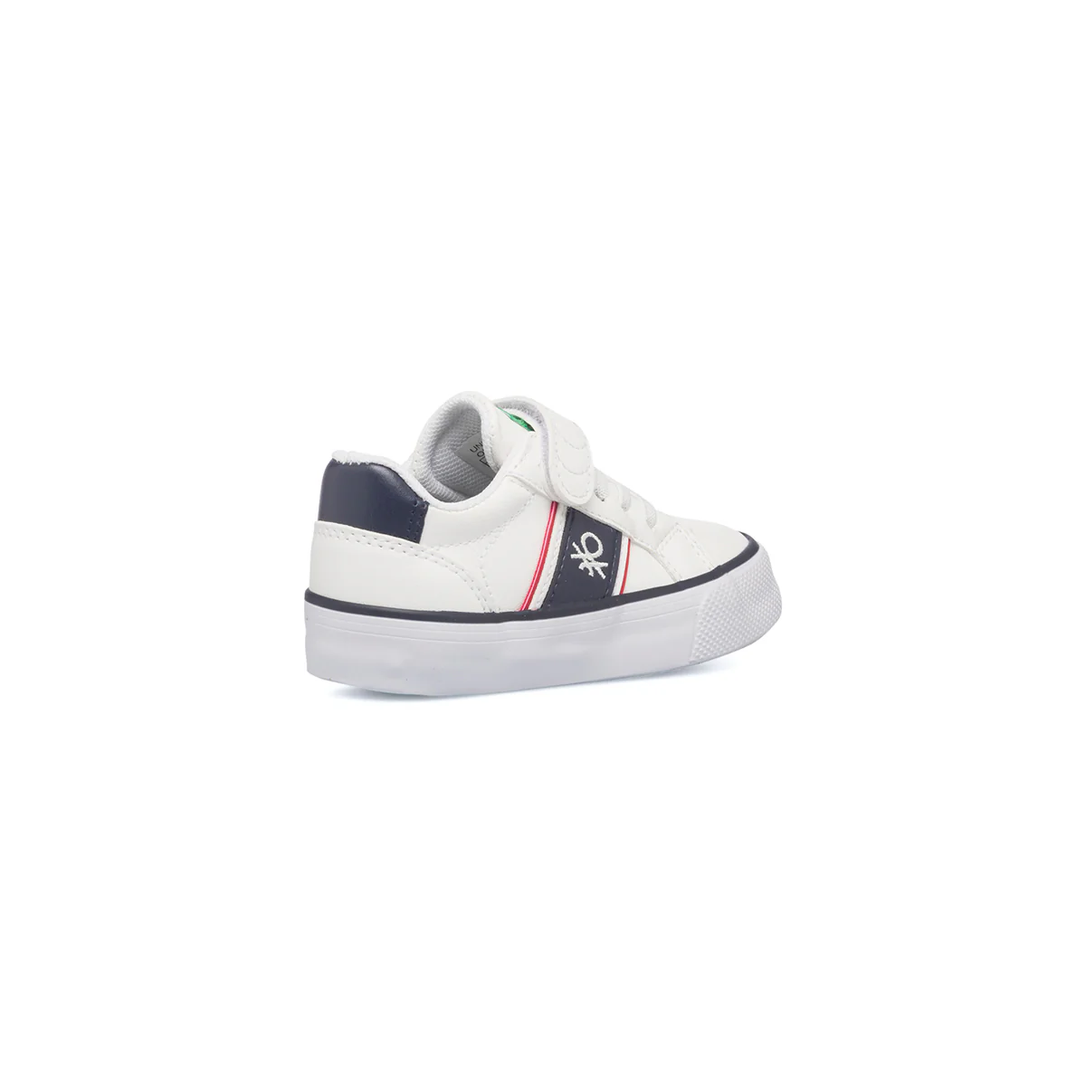 Sneakers primi passi bianche da bambino con dettaglio blu sul tallone Benetton Crispy Ltx - Image 3