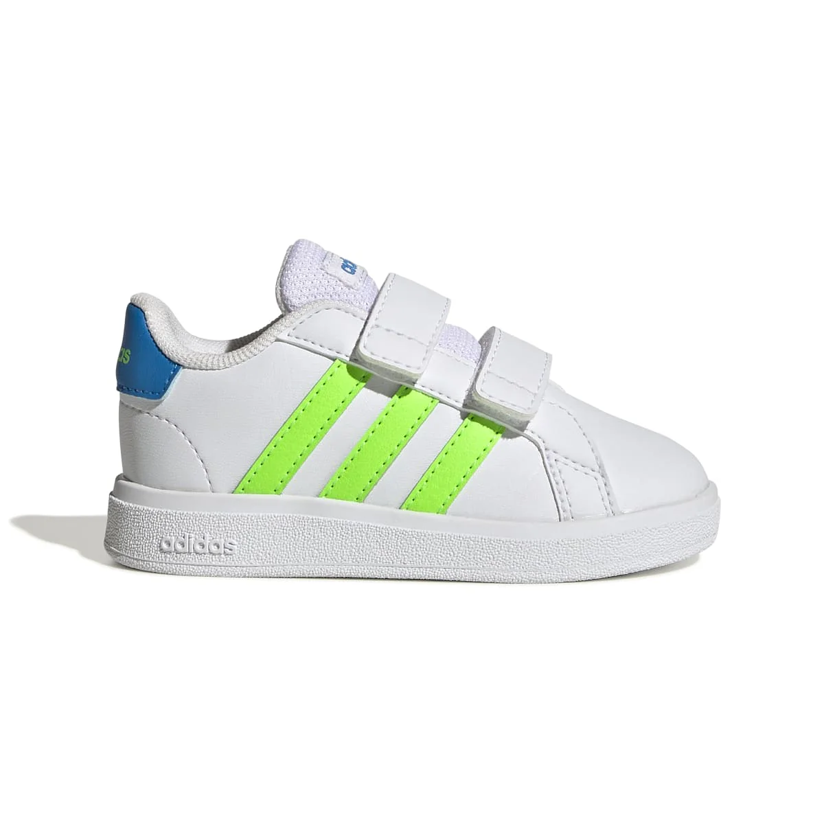 Sneakers primi passi bianche da bambino con strisce a contrasto adidas Grand Court 2.0 Cf I