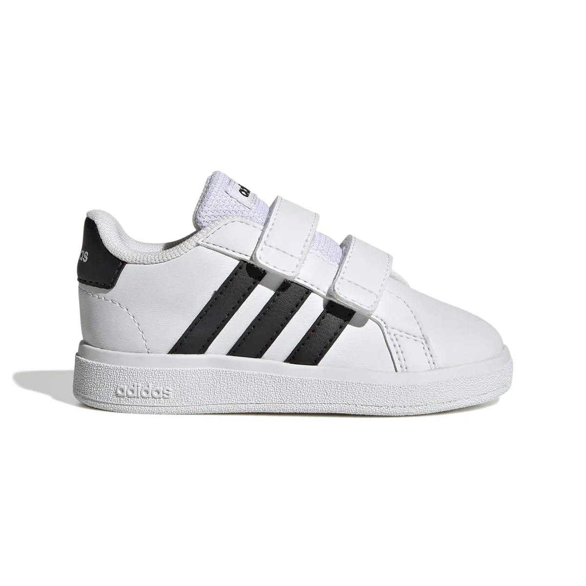 Sneakers primi passi bianche da bambino con strisce a contrasto adidas Grand Court 2.0 Cf
