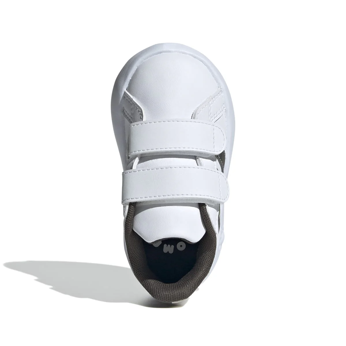 Sneakers primi passi bianche da bambino con strisce verde militare adidas Grand Court 2.0 CF I - Image 2