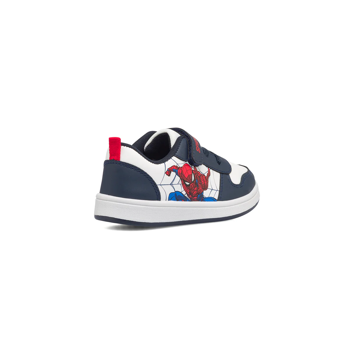 Sneakers primi passi bianche e blu da bambino con logo Spiderman - Image 3
